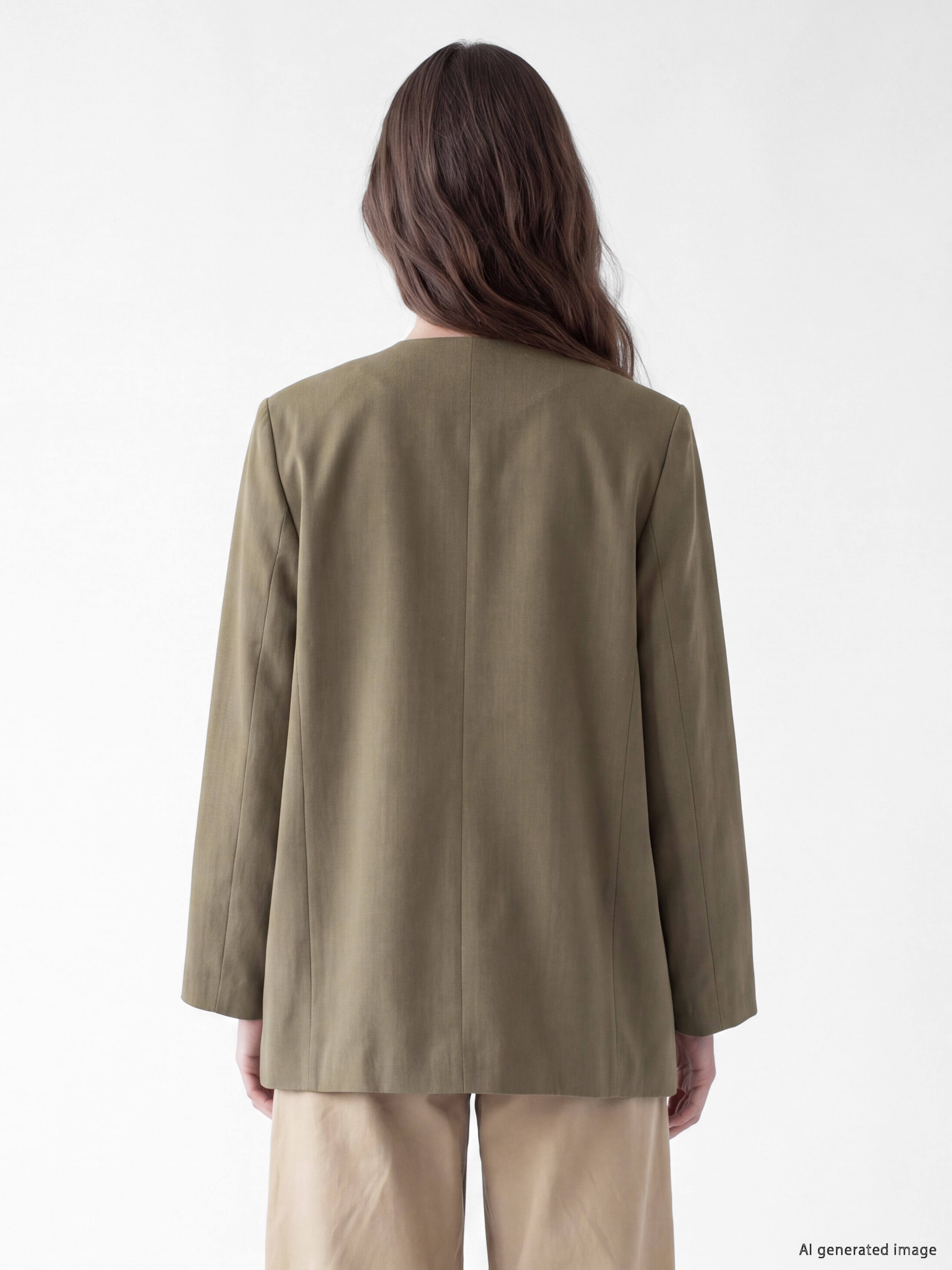 LCW Modest Kruvaze Yaka Bağlamalı Oversize Kadın Blazer Ceket görsel 4