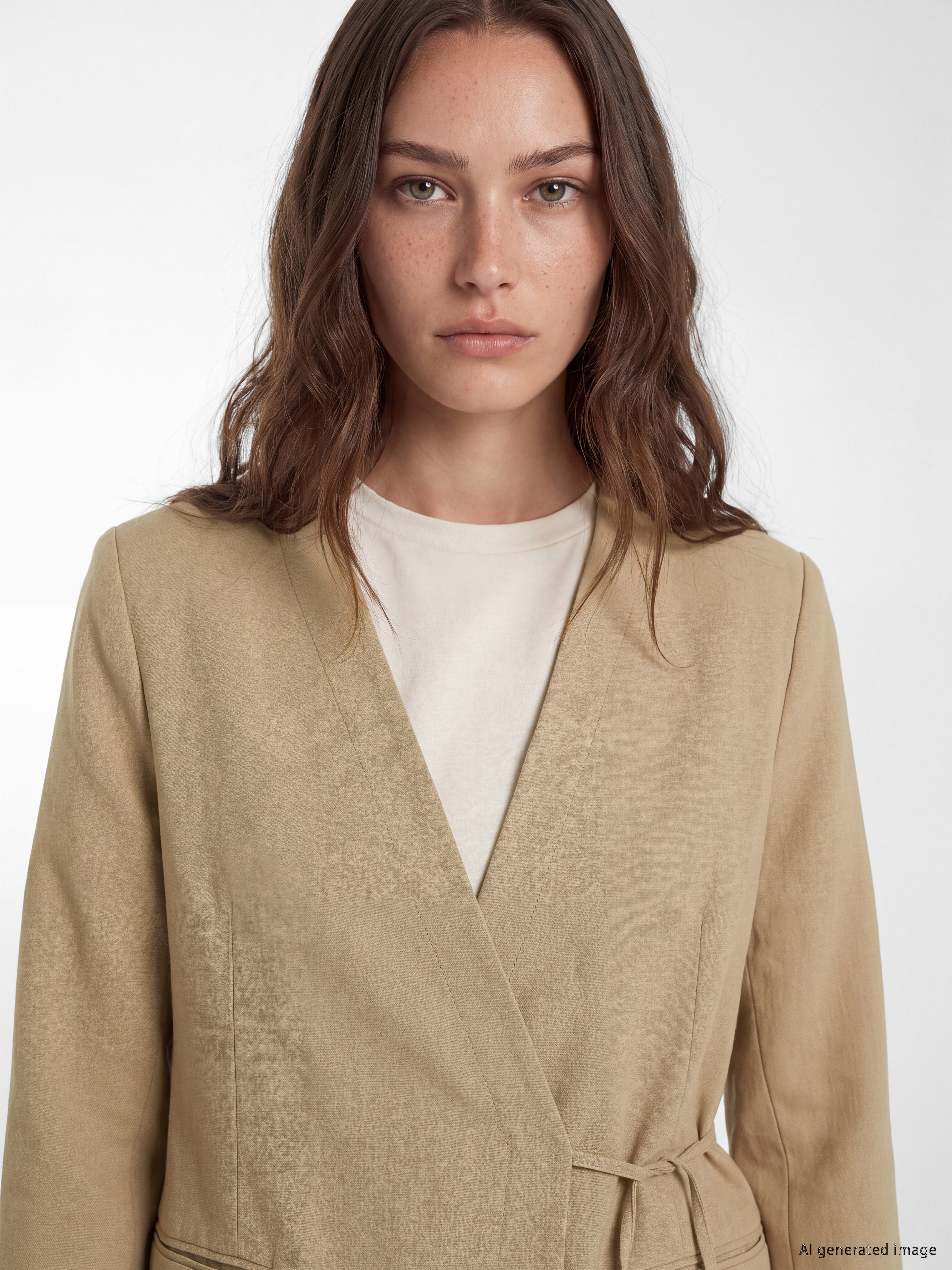 LCW Modest Kruvaze Yaka Bağlamalı Oversize Kadın Blazer Ceket görsel 3