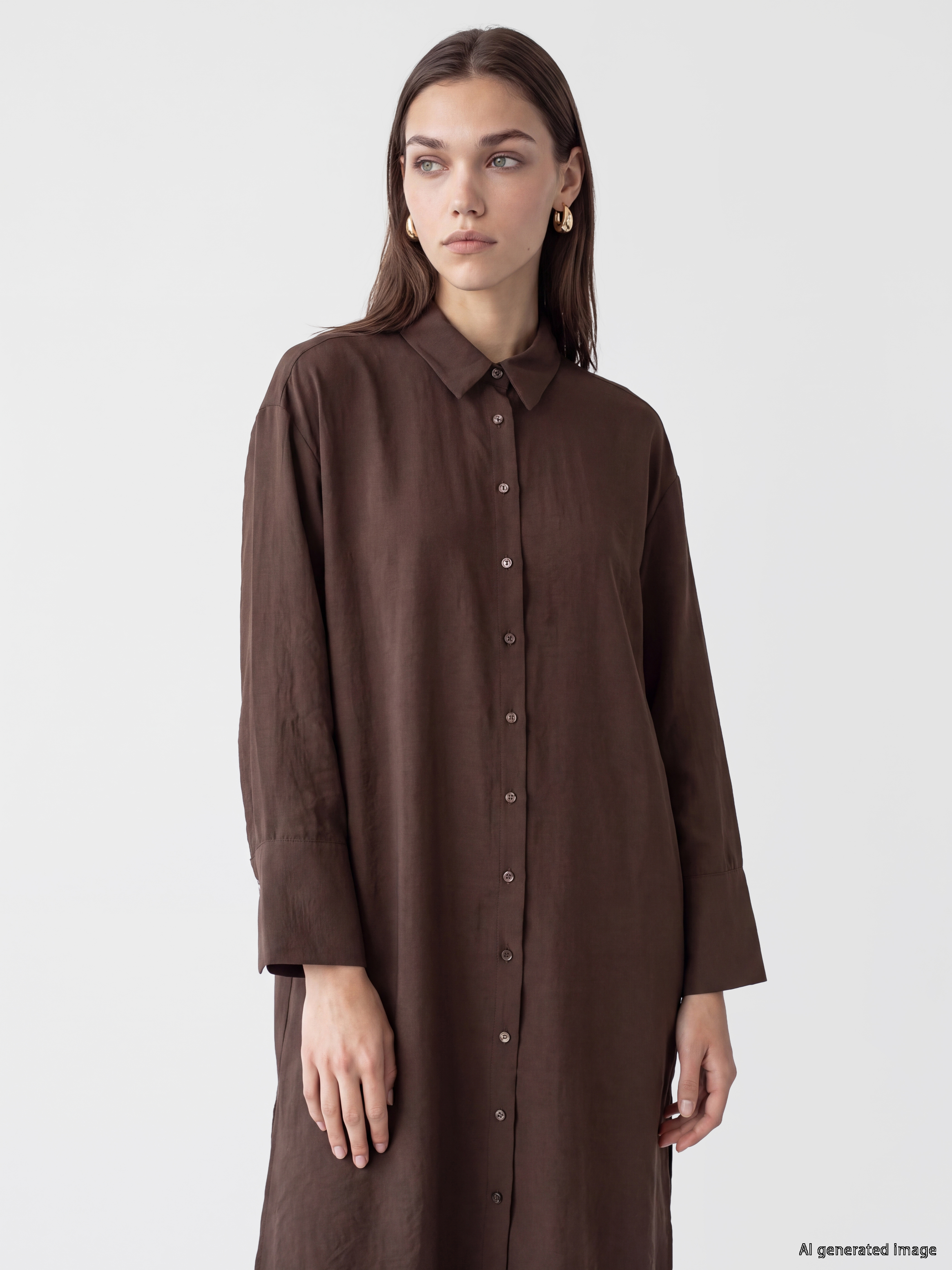 LCW Modest Modal Karışımlı Oversize Kadın Gömlek Tunik görsel 2