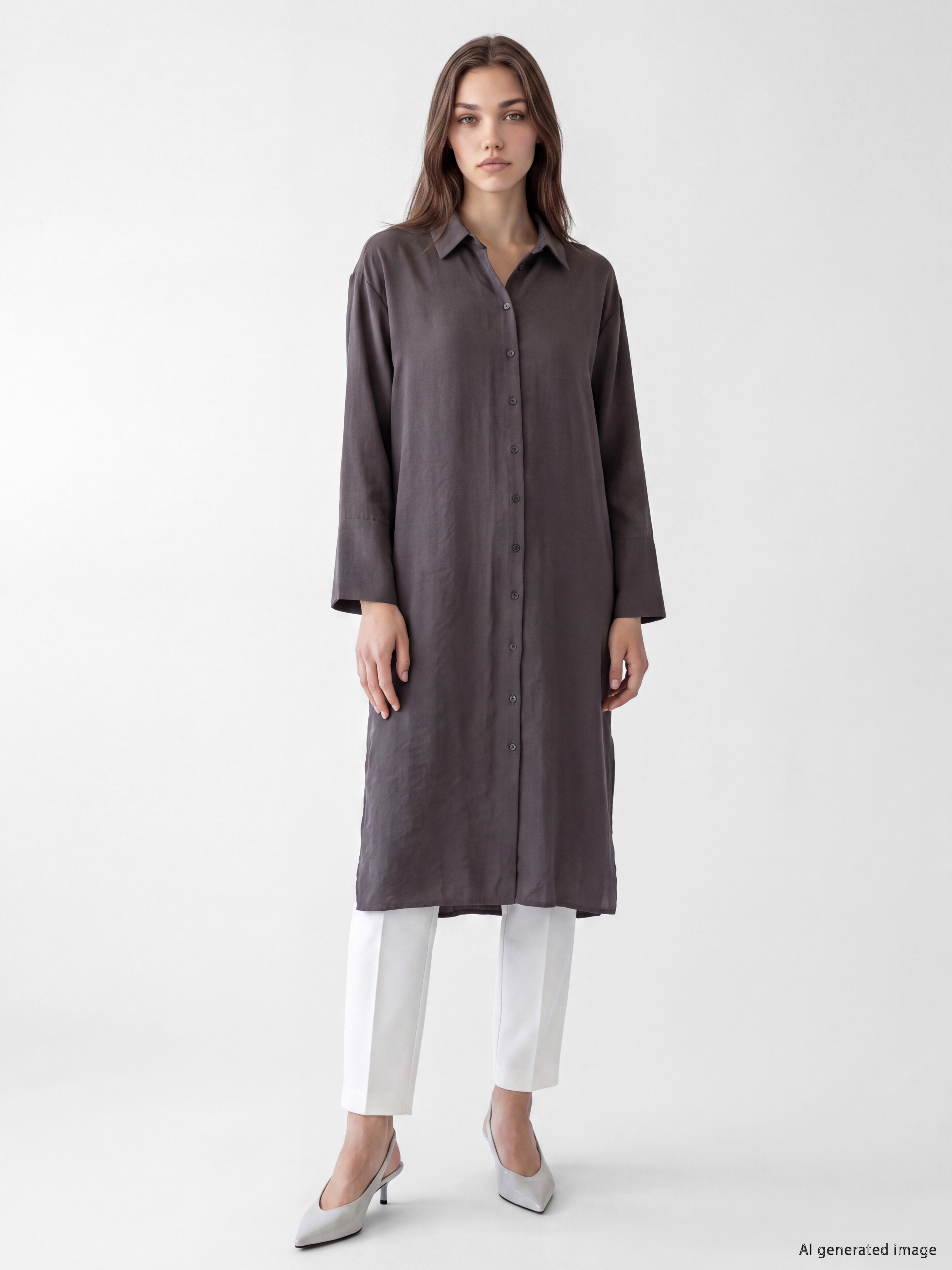 LCW Modest Modal Karışımlı Oversize Kadın Gömlek Tunik