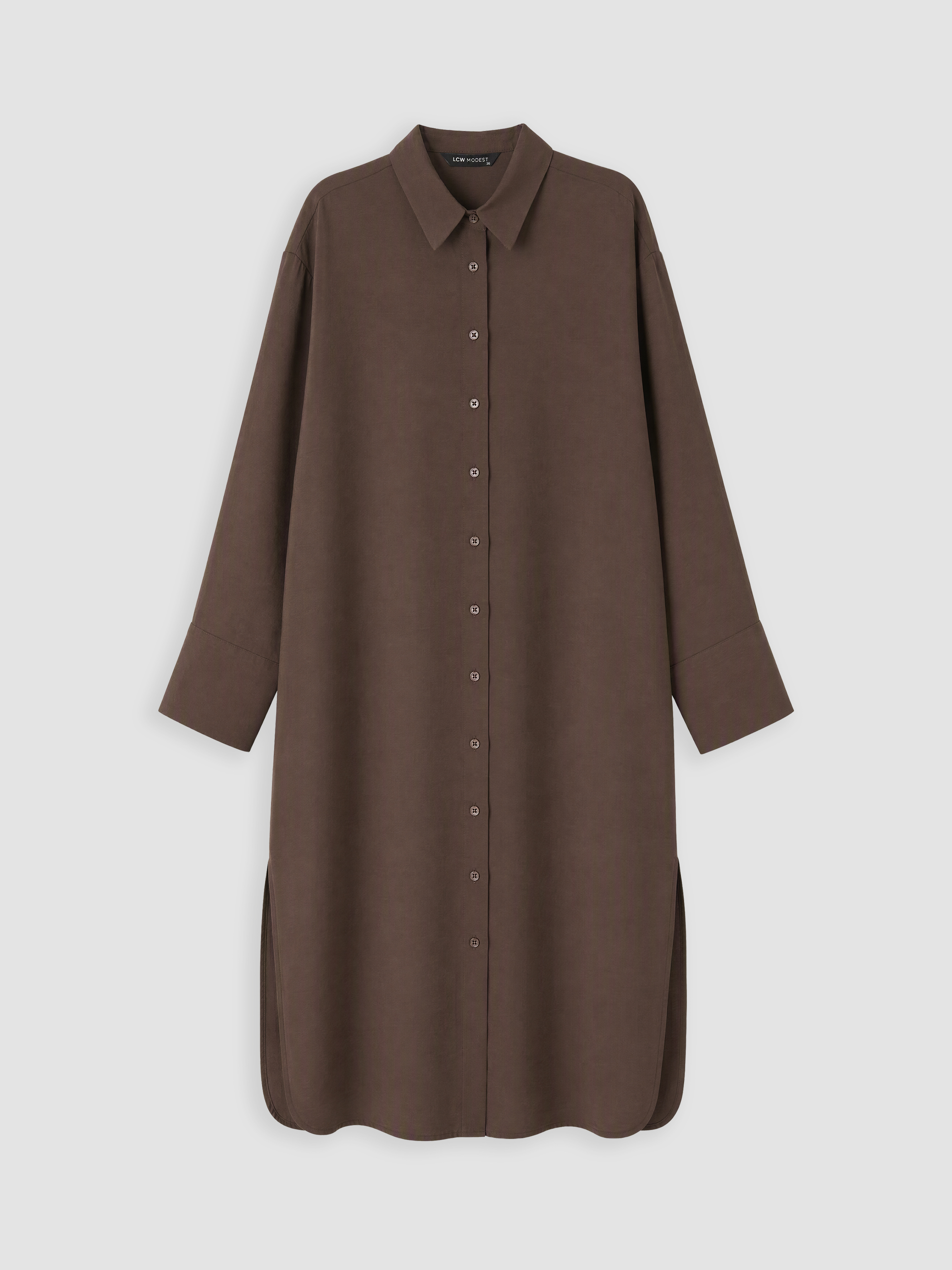 LCW Modest Modal Karışımlı Oversize Kadın Gömlek Tunik görsel 5