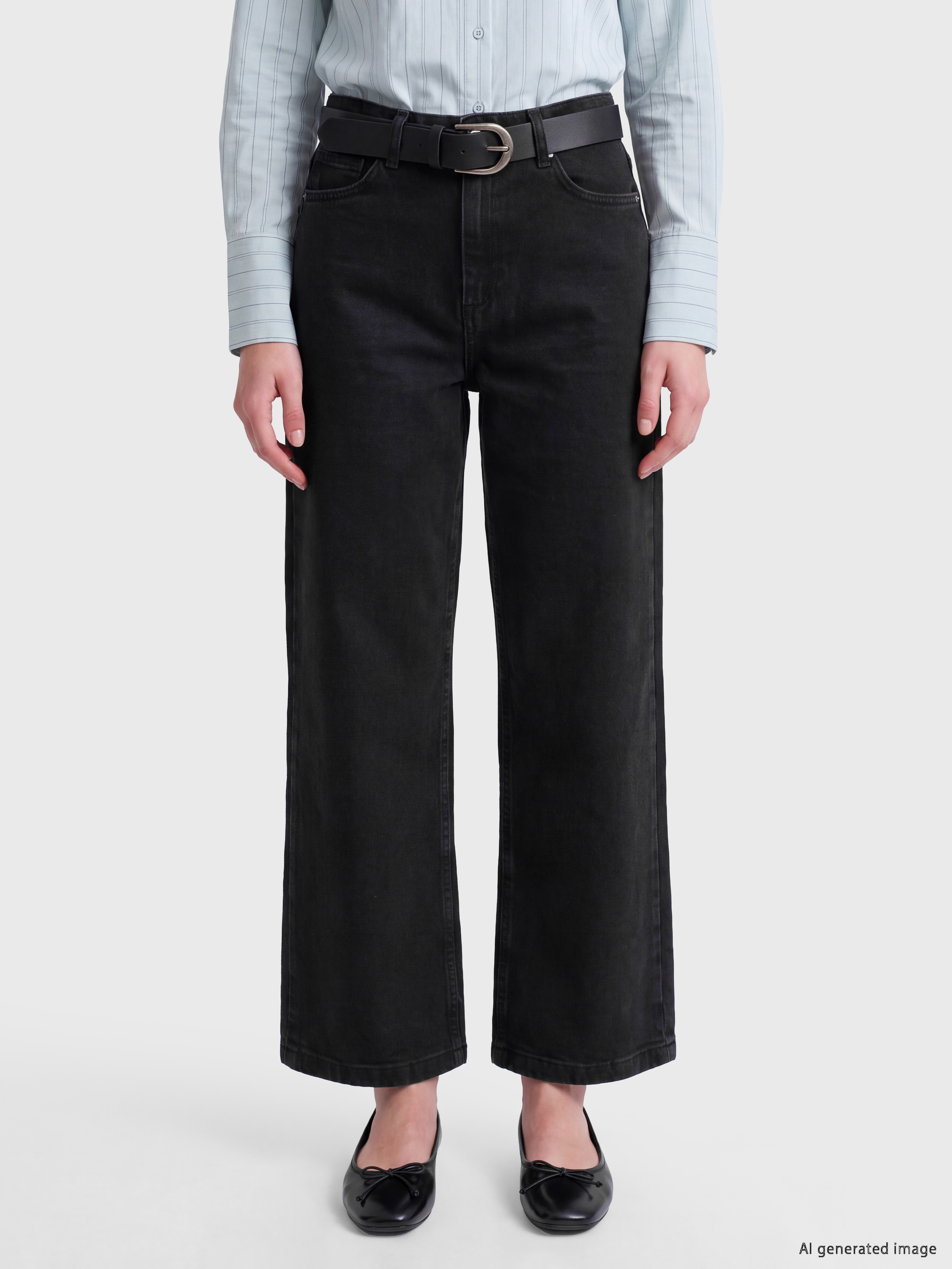 LCW Jeans Beli Kemerli Culotte Fit Kadın Jean Pantolon görsel 2