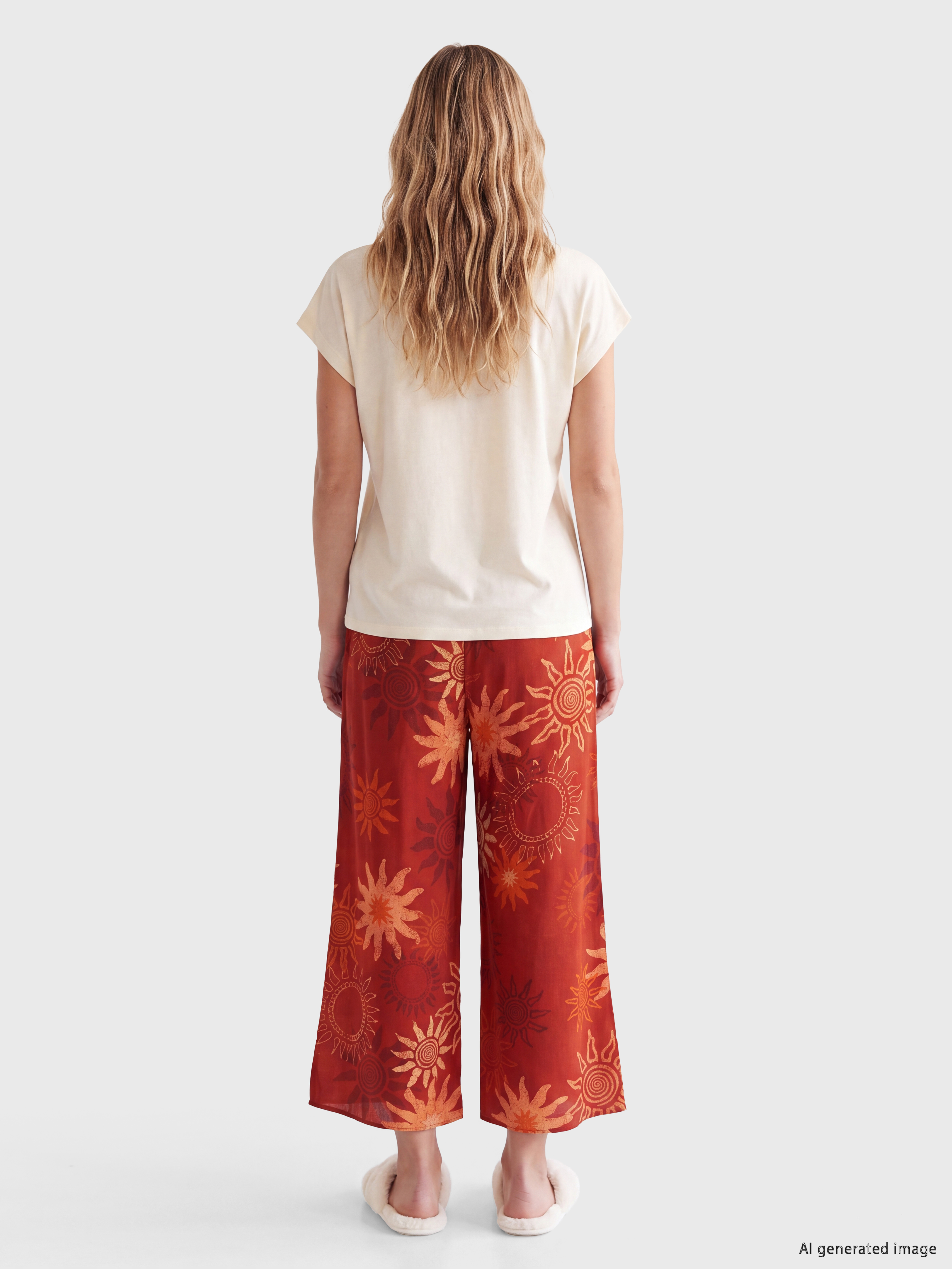 LCW DREAM Bisiklet Yaka Kadın Kaprili Pijama Takımı görsel 4