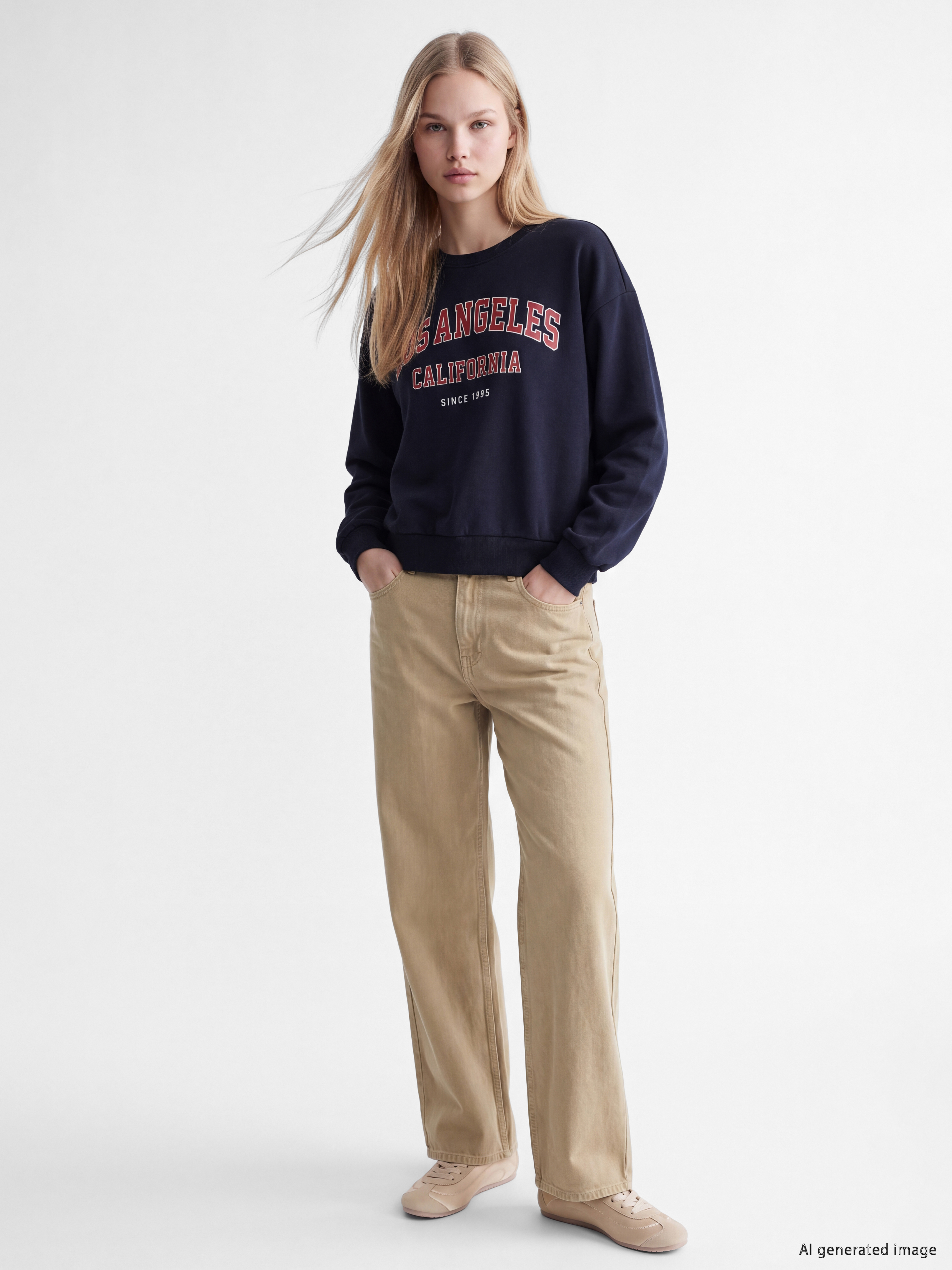 XSIDE Los Angeles Baskılı Kadın Kalın Sweatshirt görsel 2