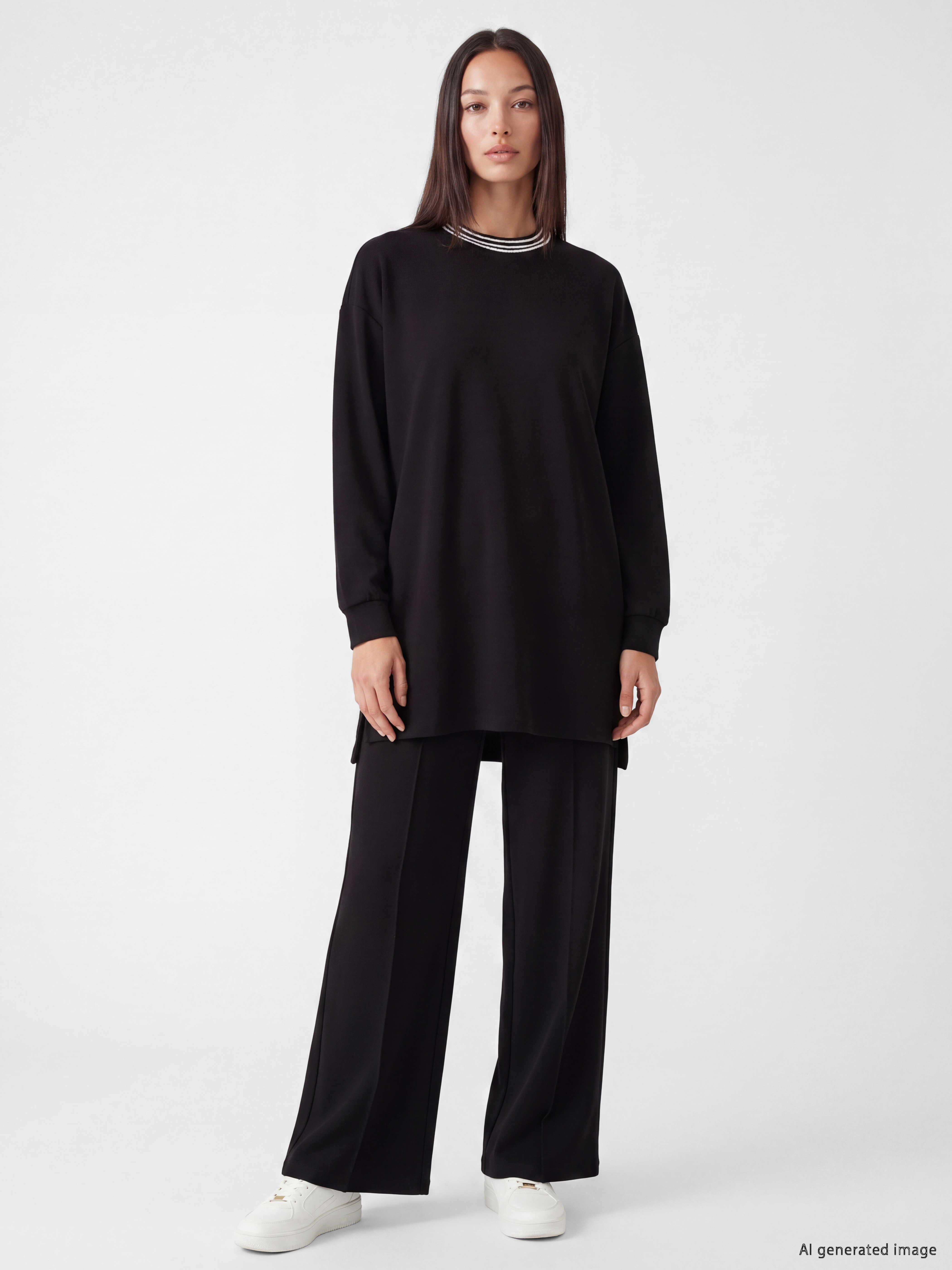 LCW EVERYDAY Oversize Soft Touch Kadın Sweatshirt Tunik görsel 2