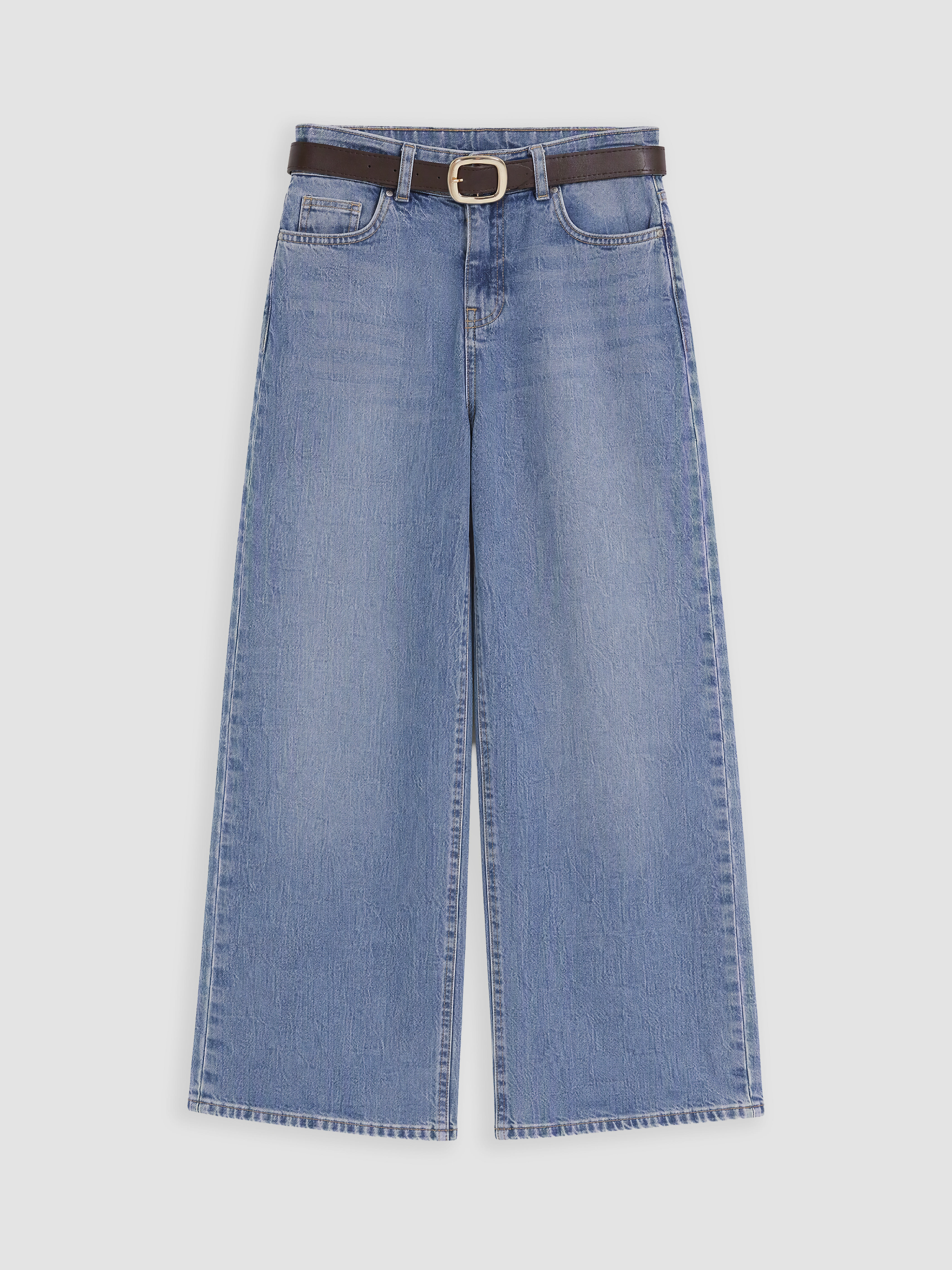 XSIDE Kemerli Wideleg Kadın Jean Pantolon görsel 5