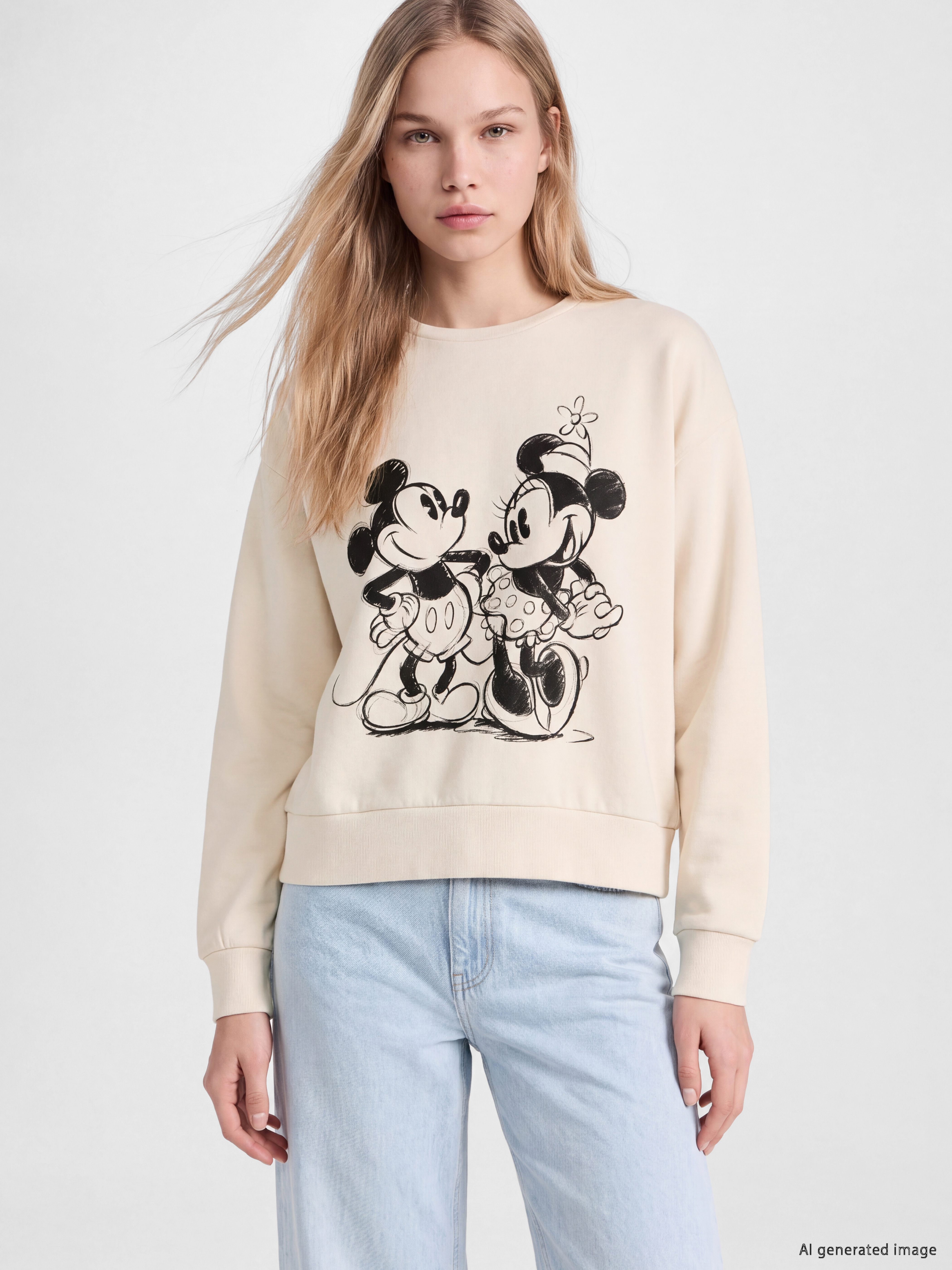 XSIDE Mickey Mouse Baskılı Soft Touch Kadın Sweatshirt