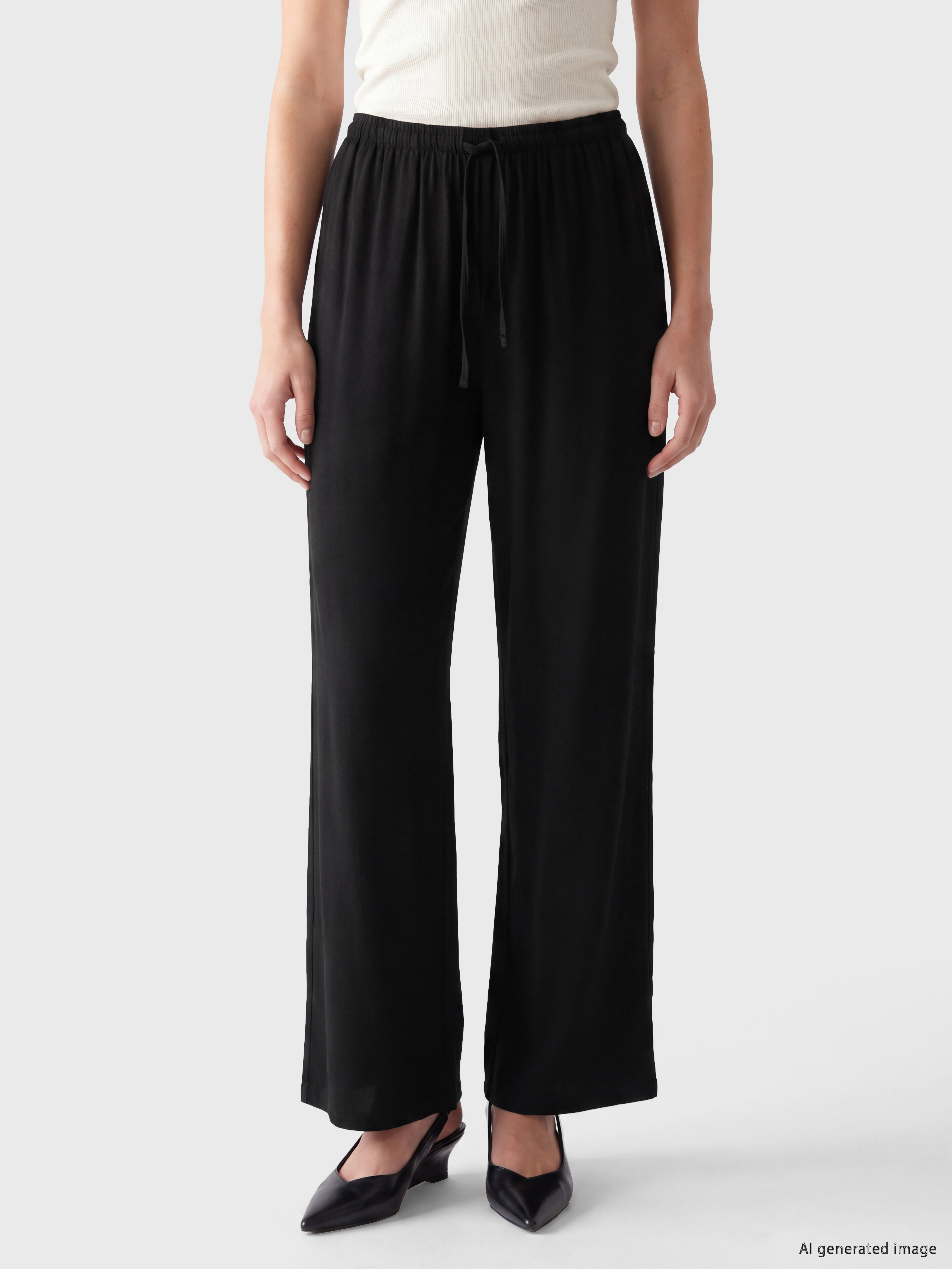 LCW Modest Beli Lastikli Geniş Paça Kadın Pantolon görsel 2