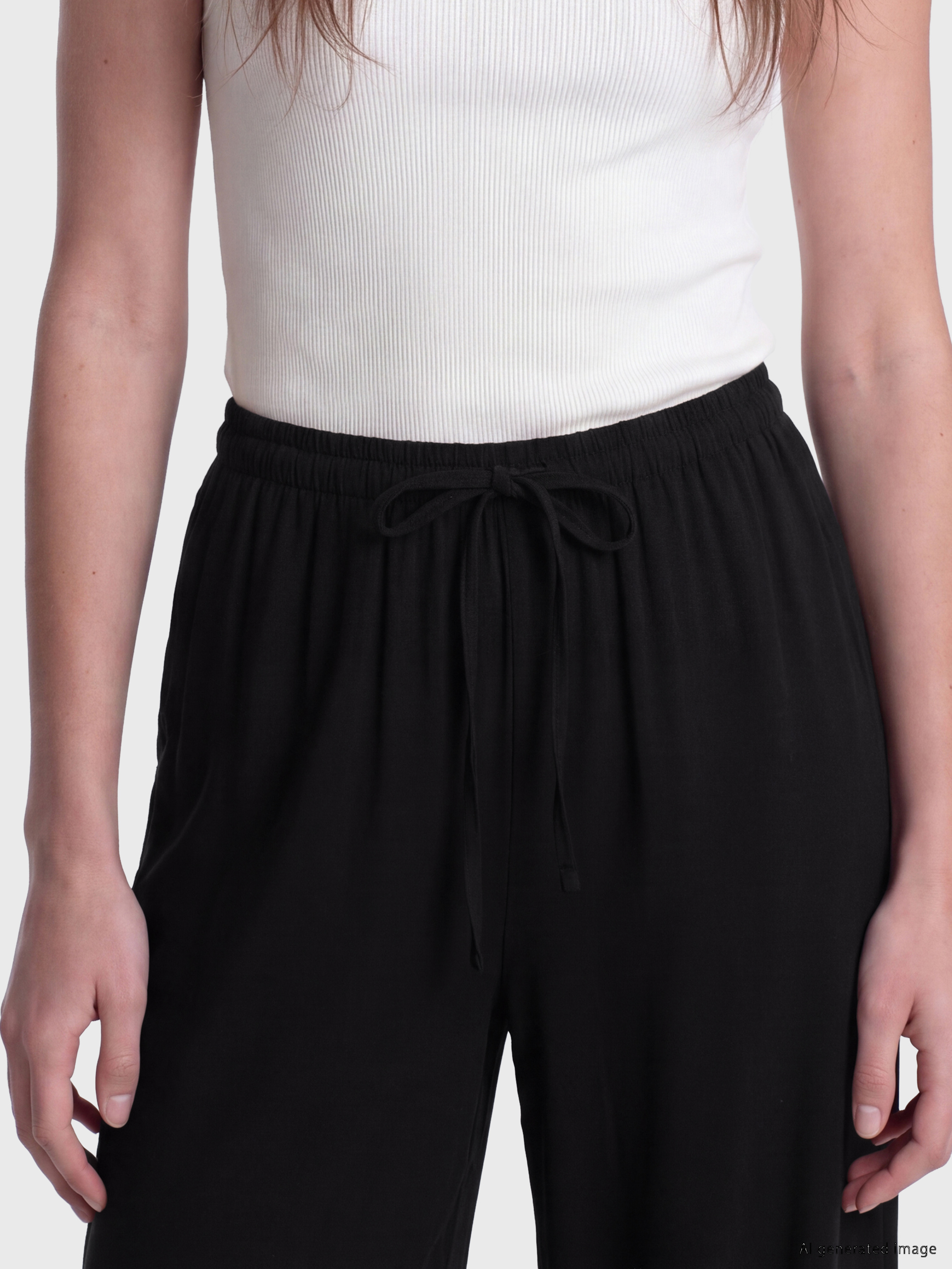 LCW Modest Beli Lastikli Geniş Paça Kadın Pantolon görsel 3