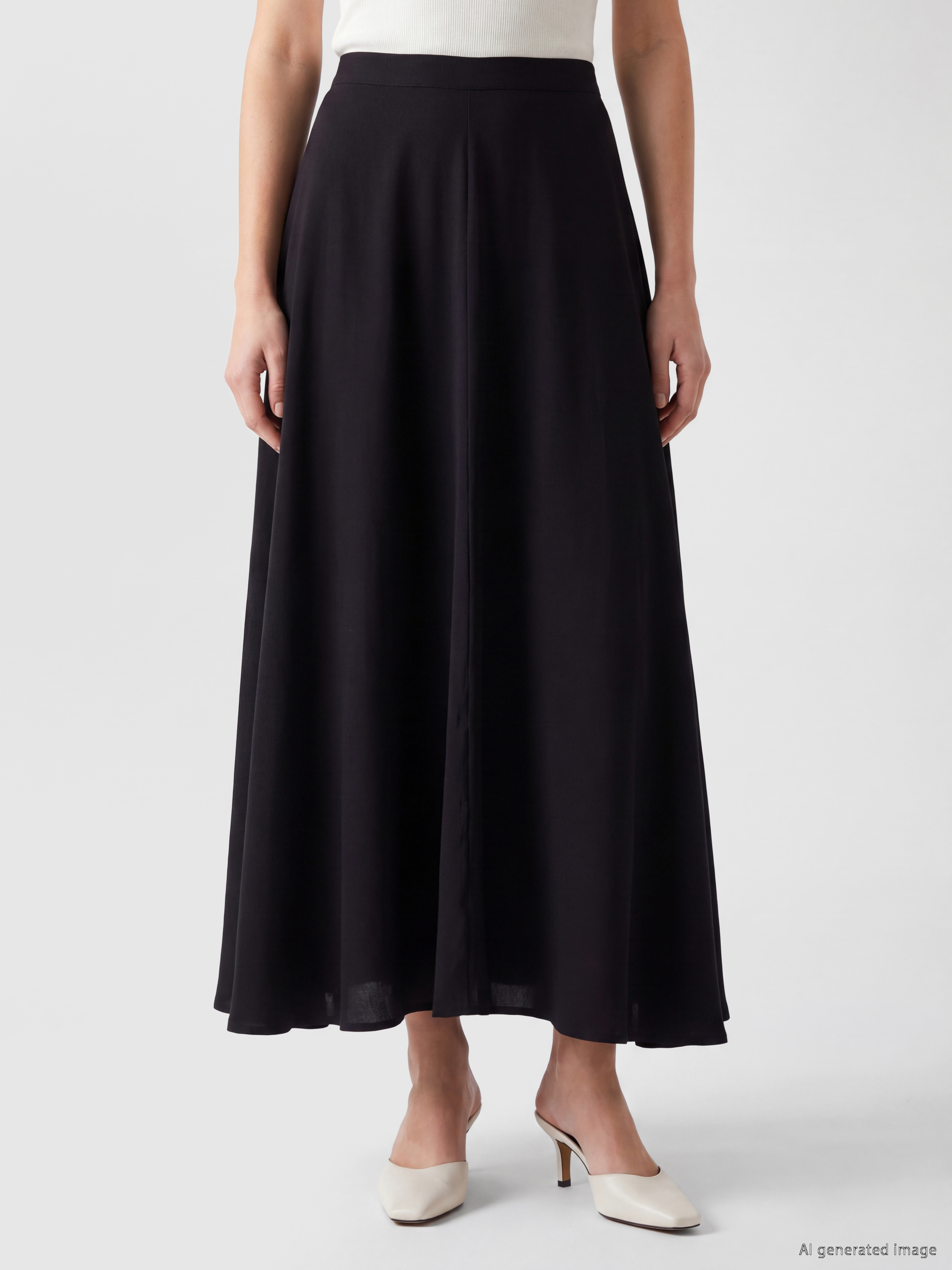LCW Modest Beli Fermuarlı Modal Karışımlı Kloş Etek görsel 2