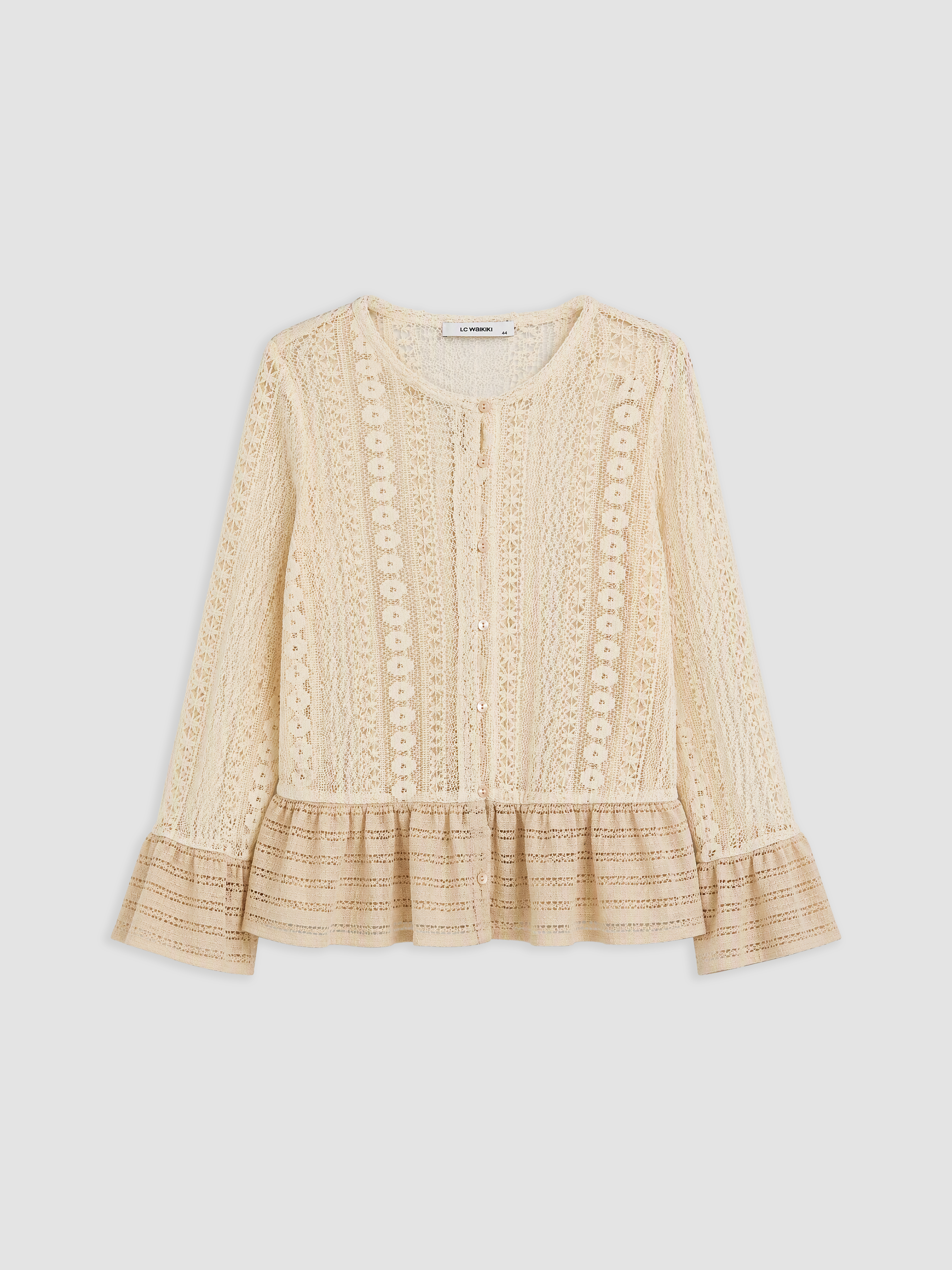 LCW Curve Büyük Beden Dantelli Peplum Bluz görsel 3
