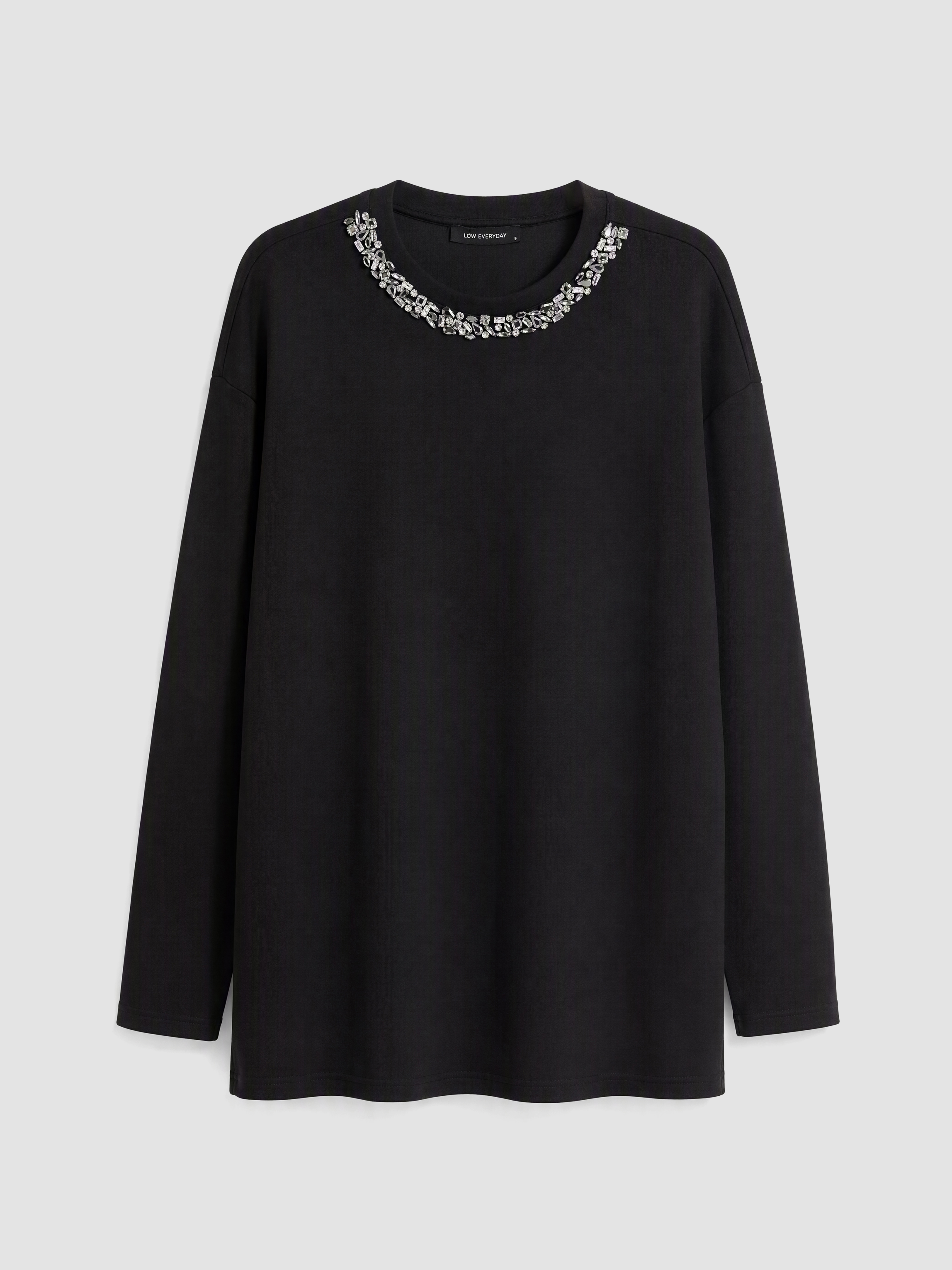 LCW EVERYDAY Soft Touch Taşlı Oversize Kadın Sweatshirt Tunik görsel 5