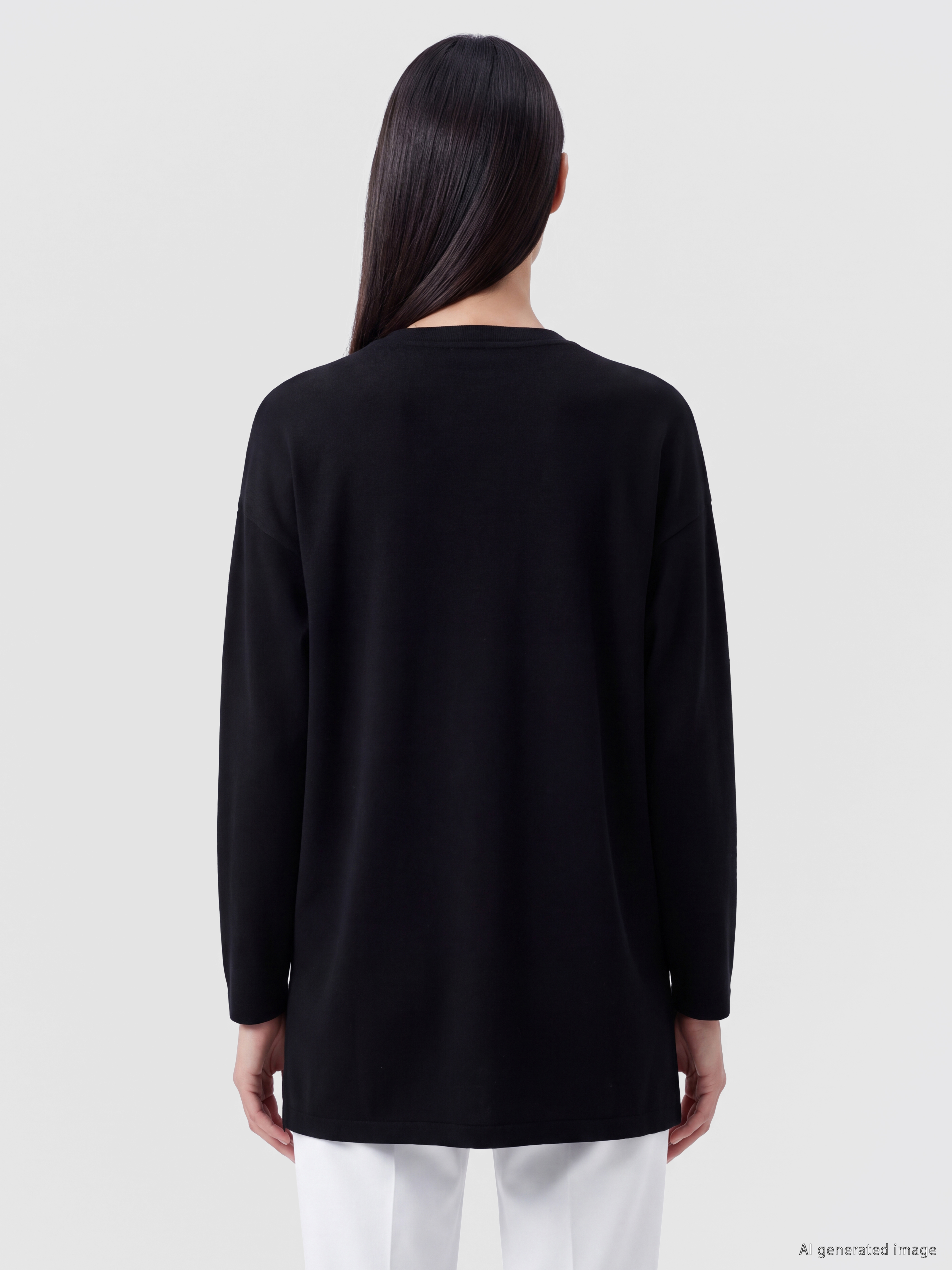 LCW EVERYDAY Soft Touch Taşlı Oversize Kadın Sweatshirt Tunik görsel 4