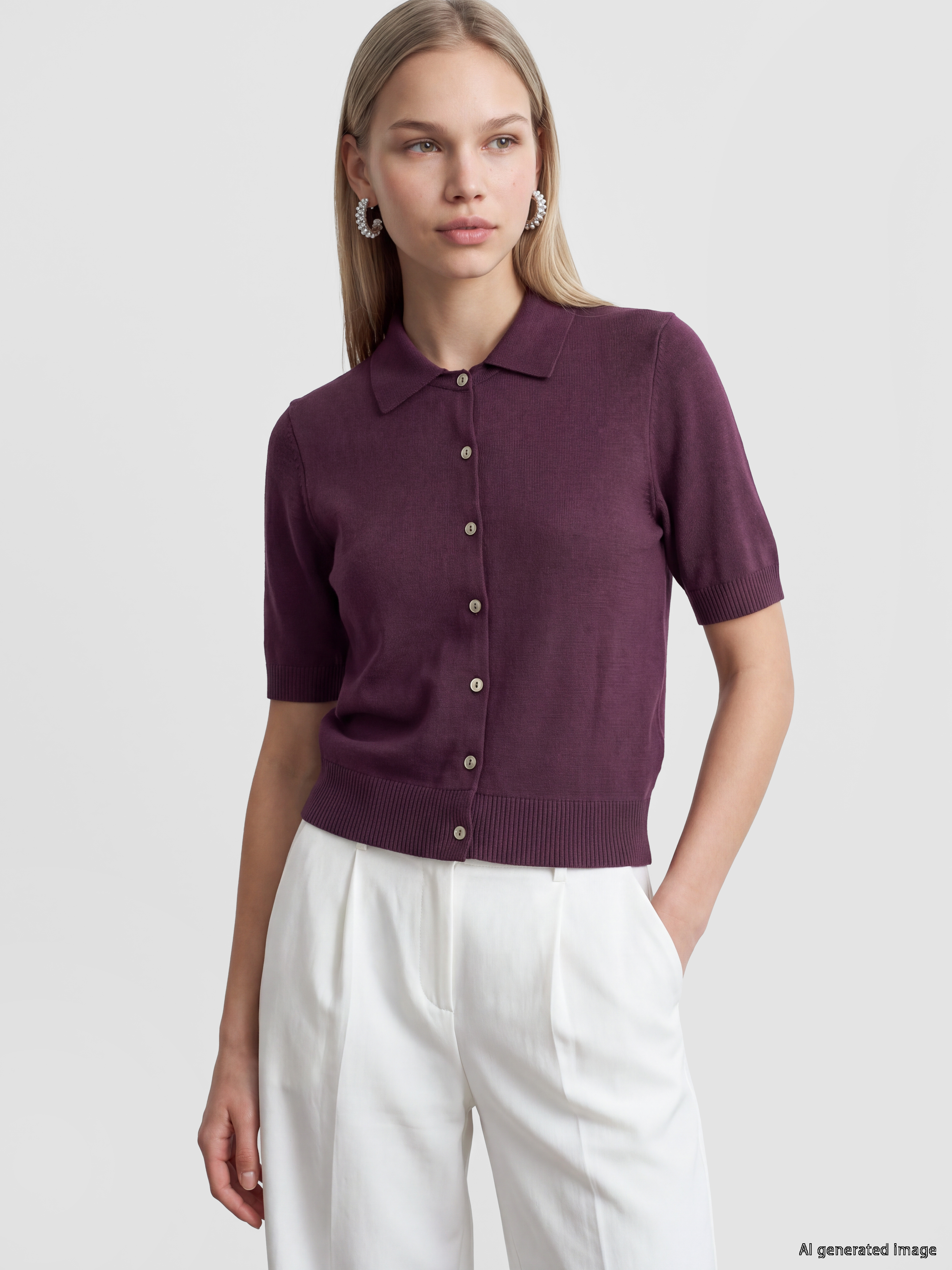 LCW Vision Polo Yaka Kadın Triko Hırka