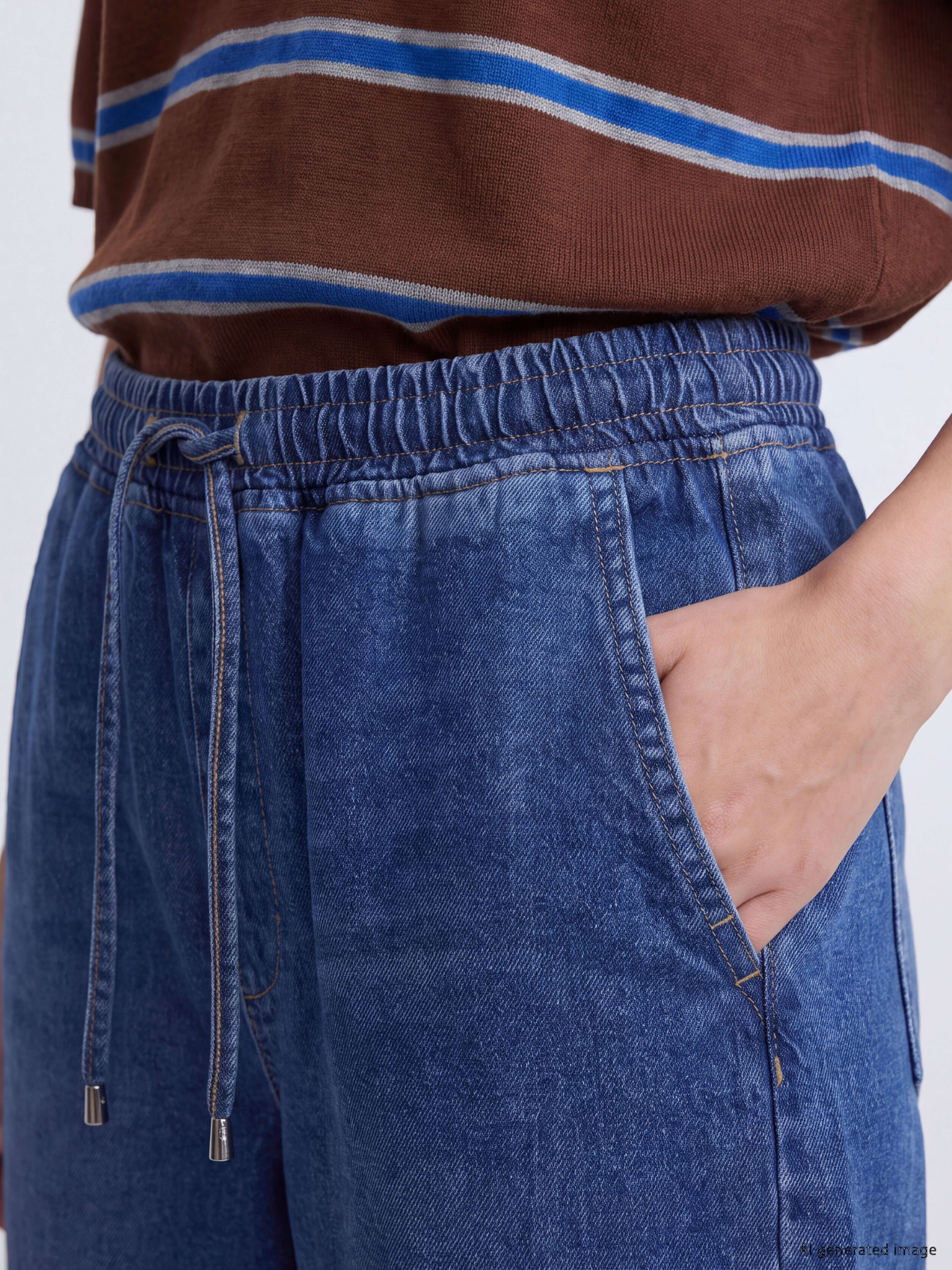 LCW Jeans Beli Lastikli Balloon Fit Kadın Jean Pantolon görsel 3