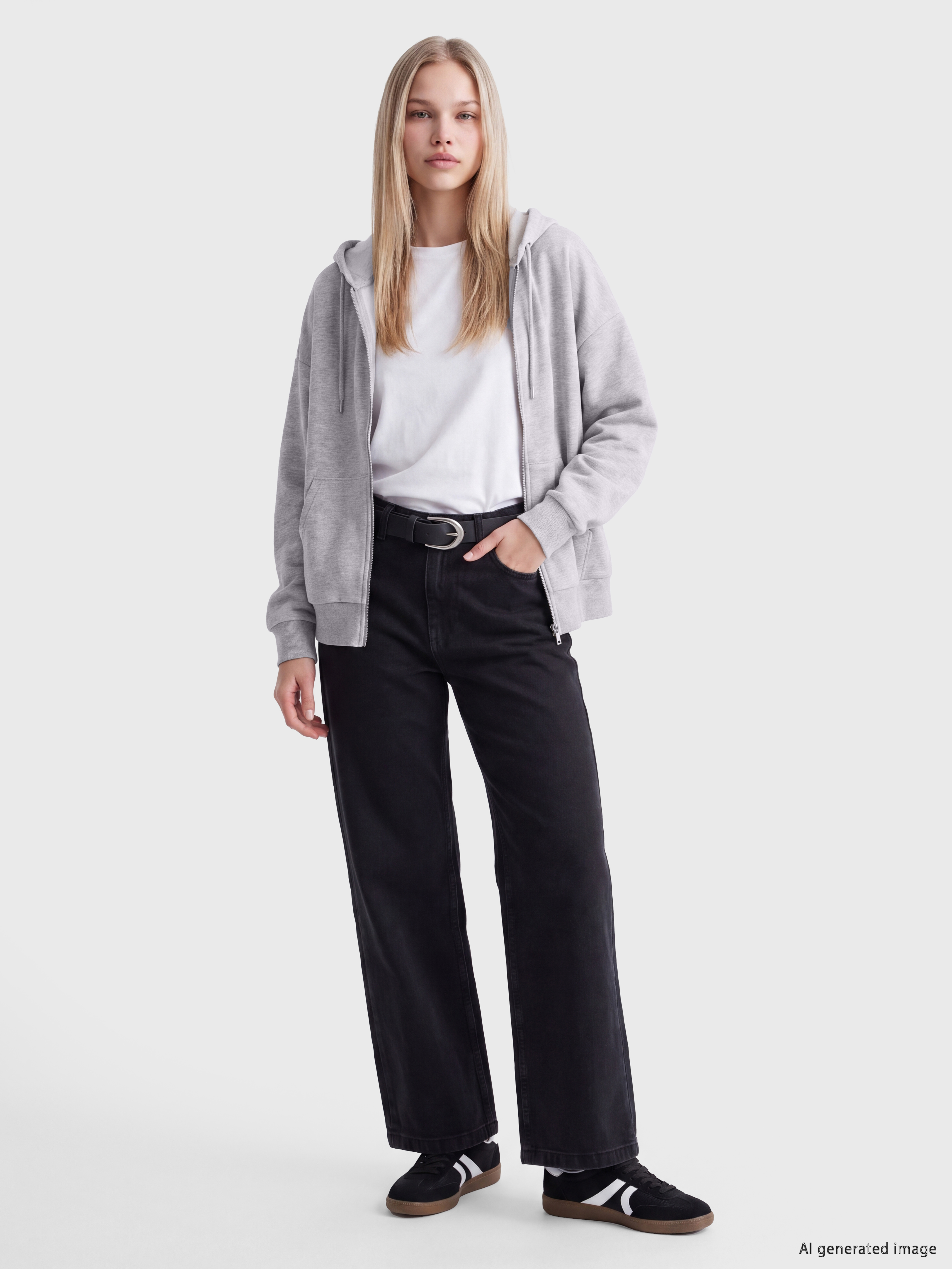 LCW Vision Kapüşonlu Oversize Kadın Fermuarlı Sweatshirt görsel 2