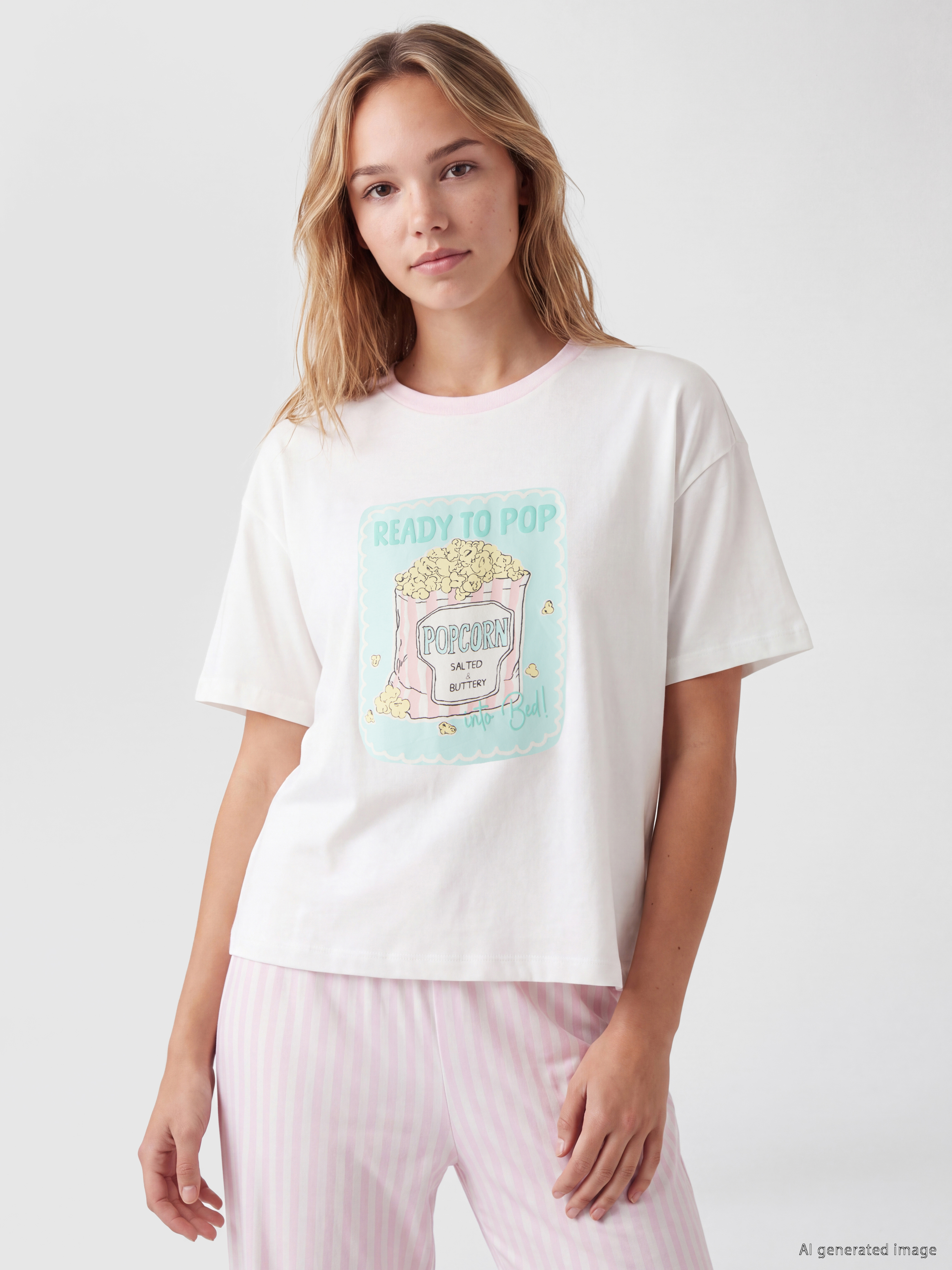 LCW Young Bisiklet Yaka Kadın Pijama Takımı görsel 2