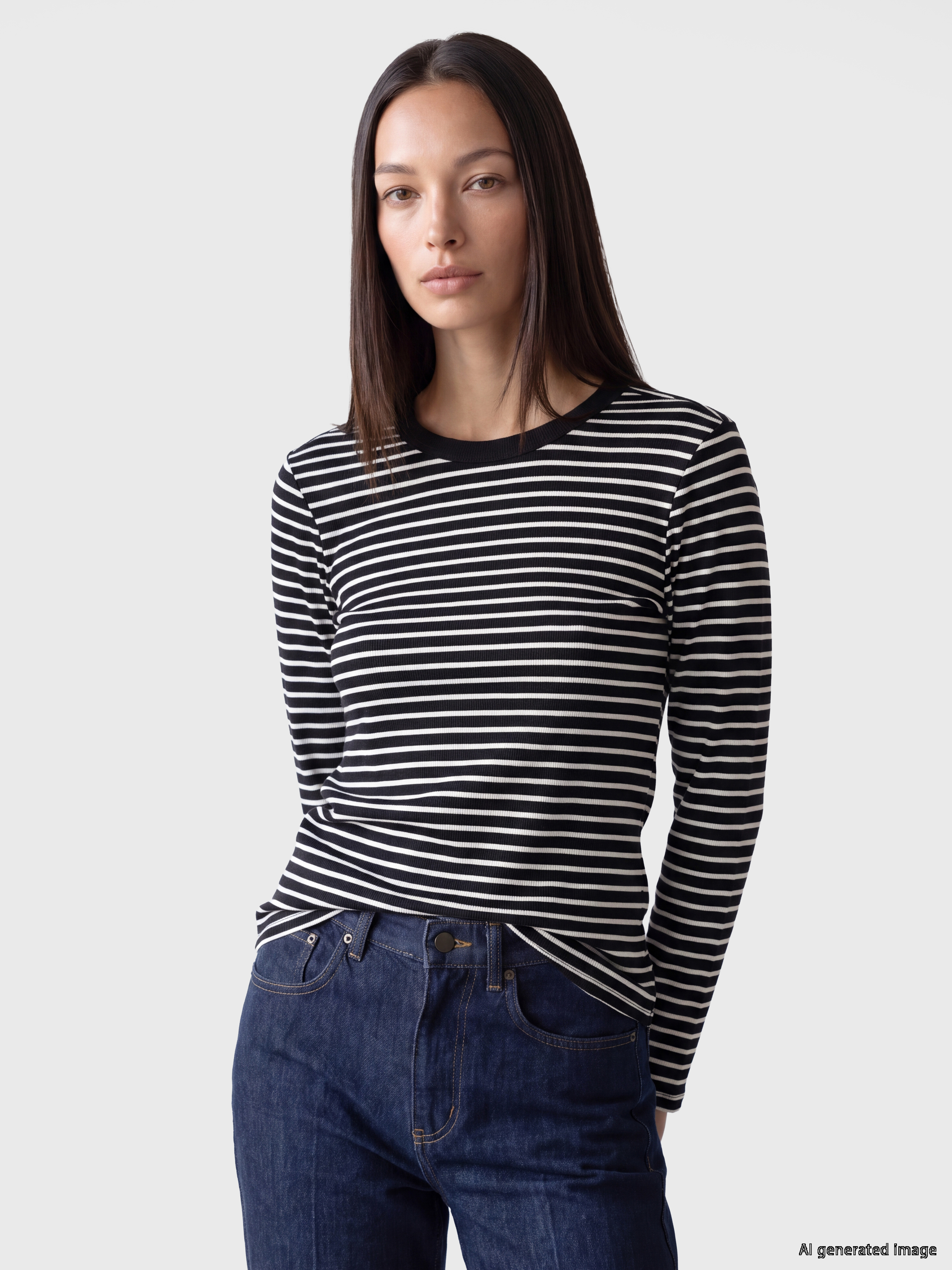 LCW EVERYDAY Bisiklet Yaka Çizgili Kadın Body