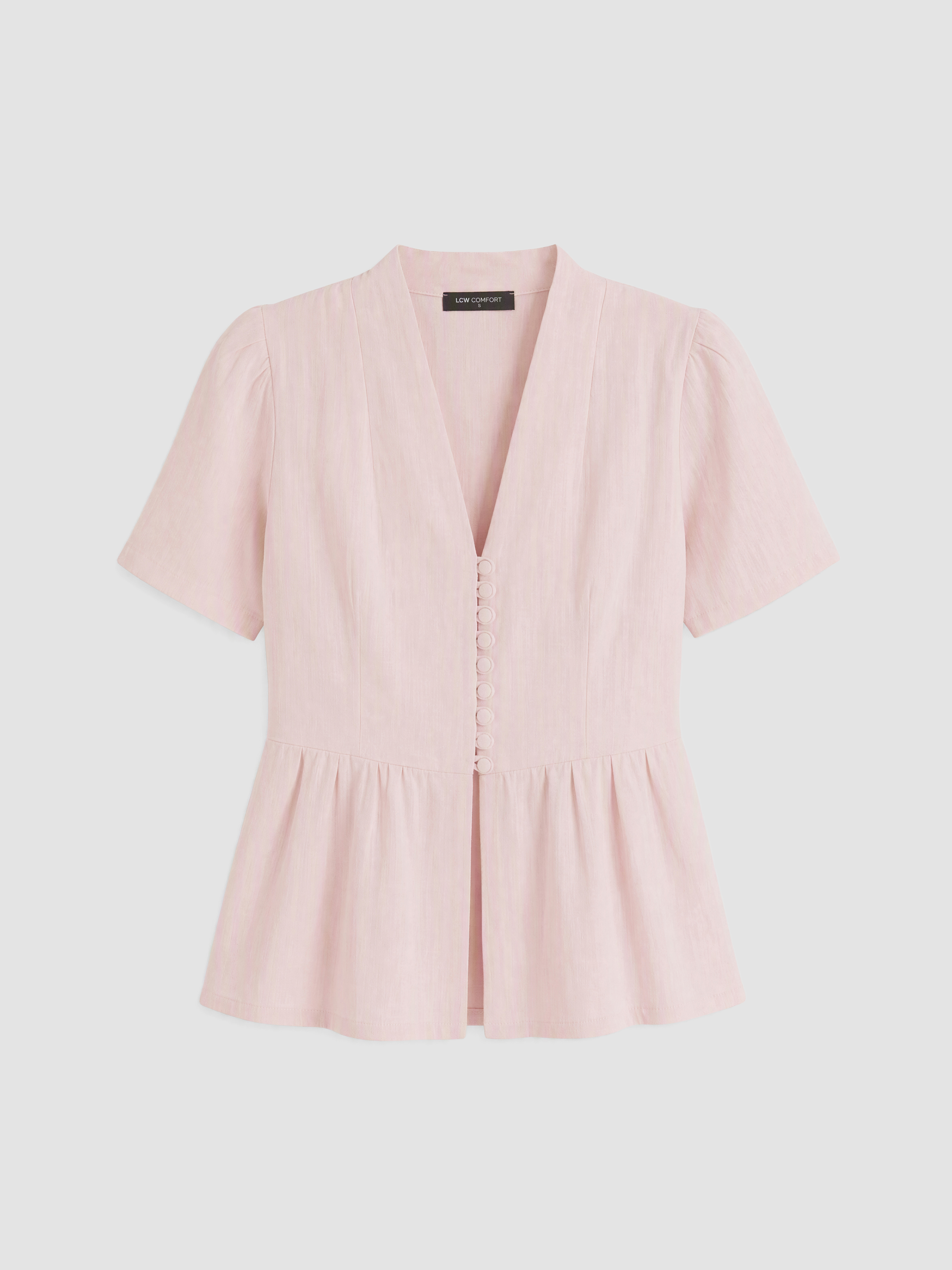 LCW Comfort V Yaka %100 Pamuklu Peplum Bluz görsel 5