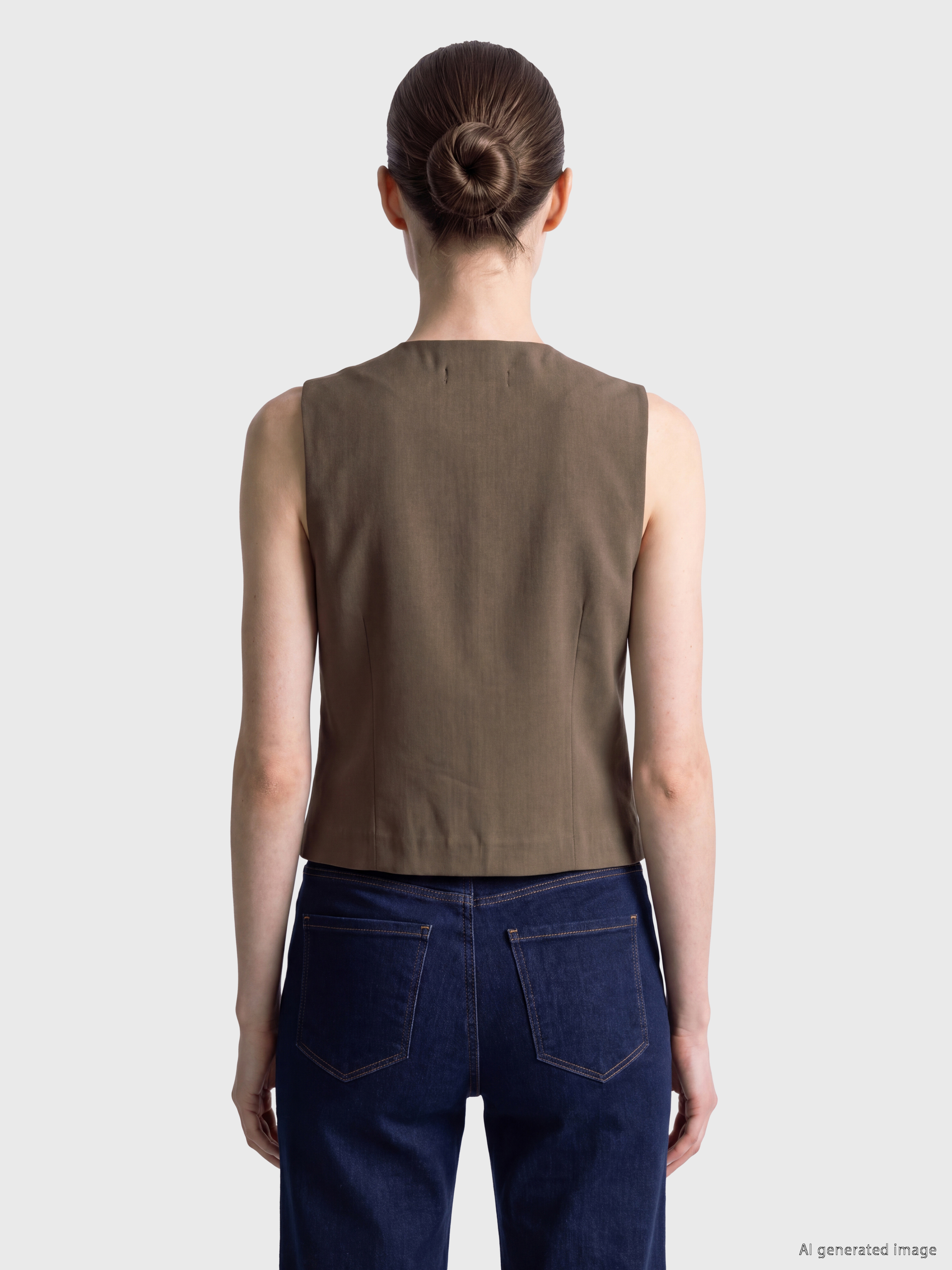 LCW Comfort Bisiklet Yaka Kadın Klasik Yelek görsel 4