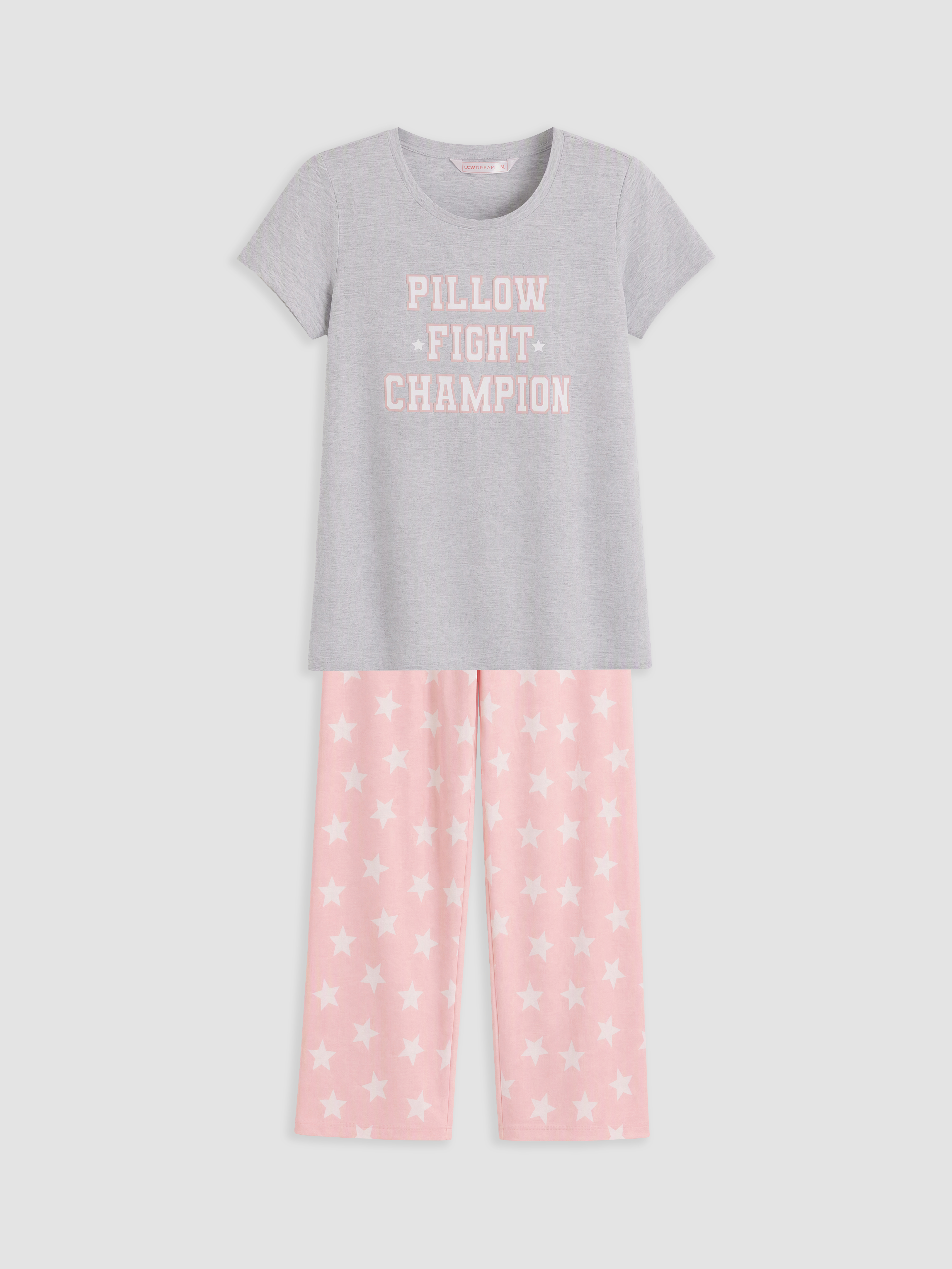 LCW DREAM Bisiklet Yaka Baskılı Kadın Pijama Takım