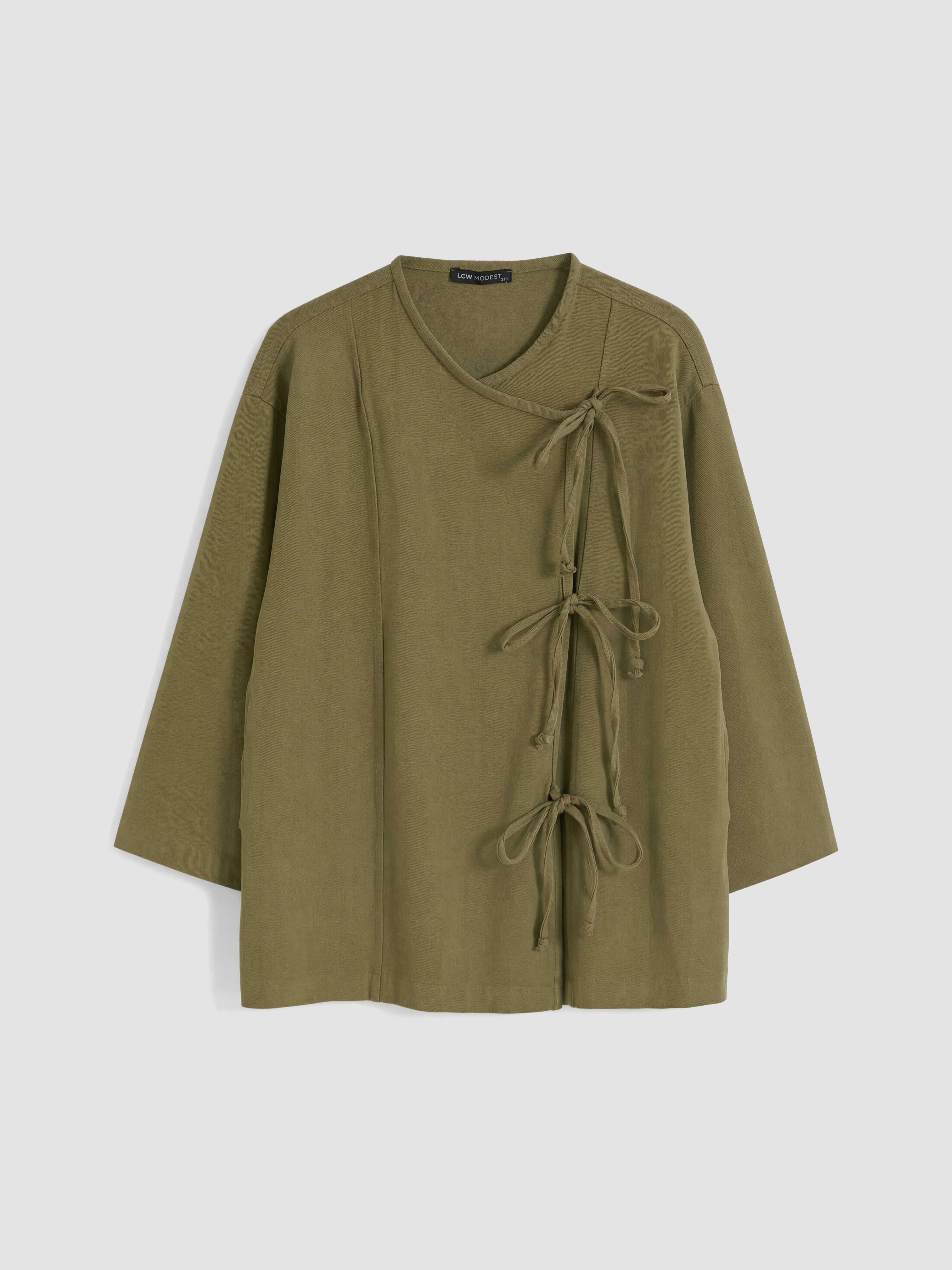 LCW Modest Kruvaze Yaka Bağcıklı Kadın Kimono