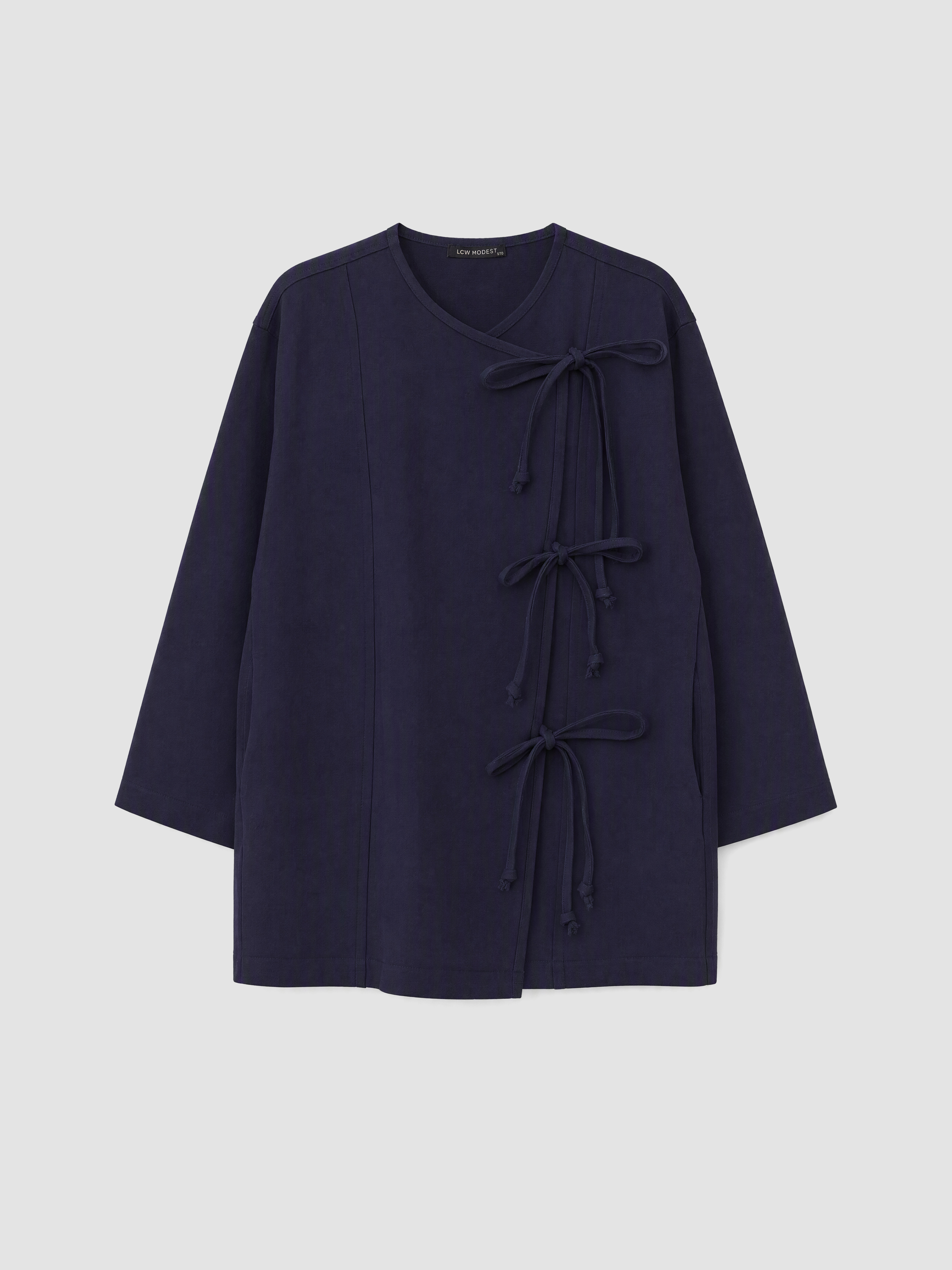 LCW Modest Kruvaze Yaka Bağcıklı Kadın Kimono