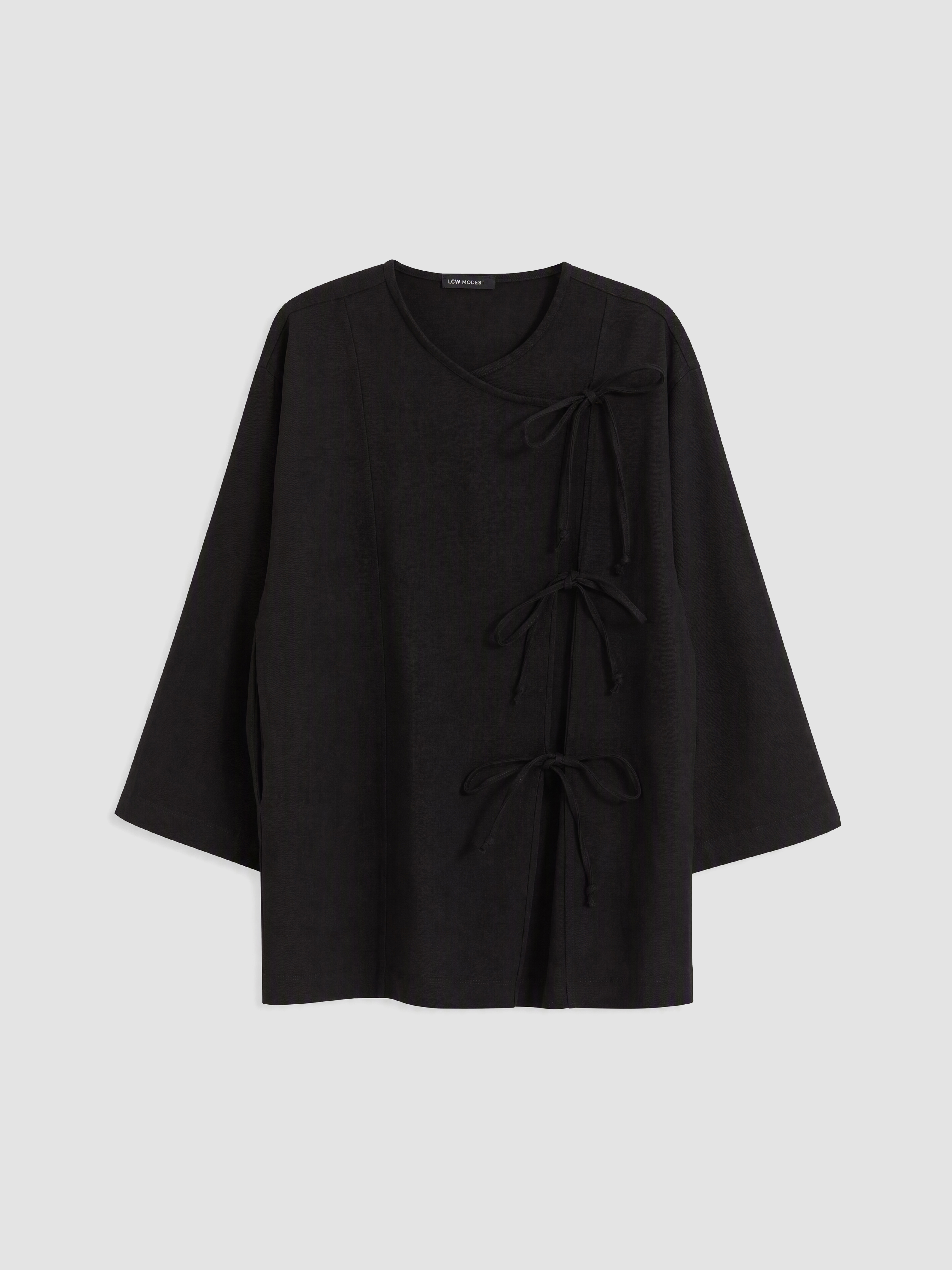 LCW Modest Kruvaze Yaka Bağcıklı Kadın Kimono