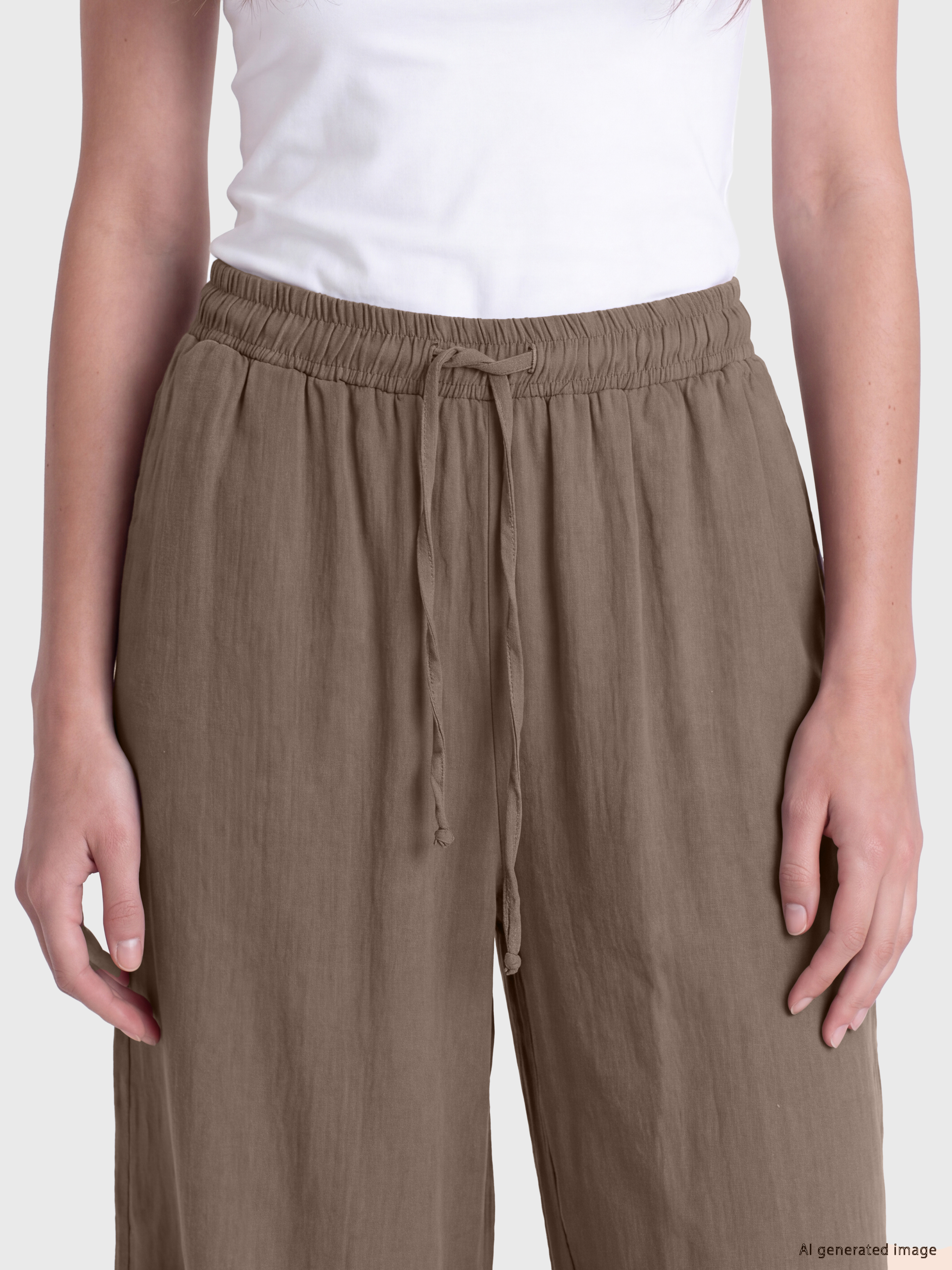 LCW Modest Beli Lastikli Kadın Geniş Paça Pantolon görsel 3