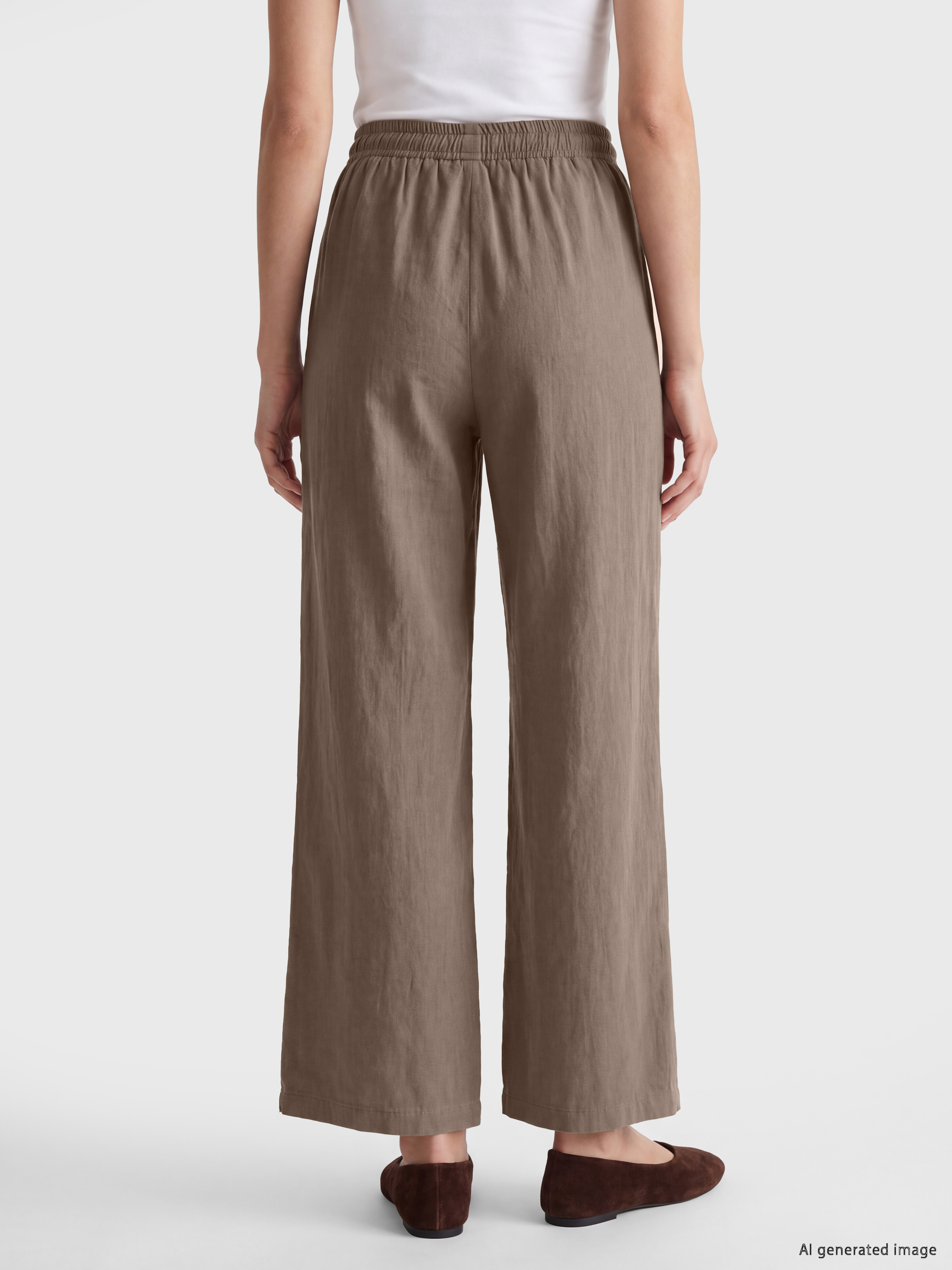 LCW Modest Beli Lastikli Kadın Geniş Paça Pantolon görsel 4