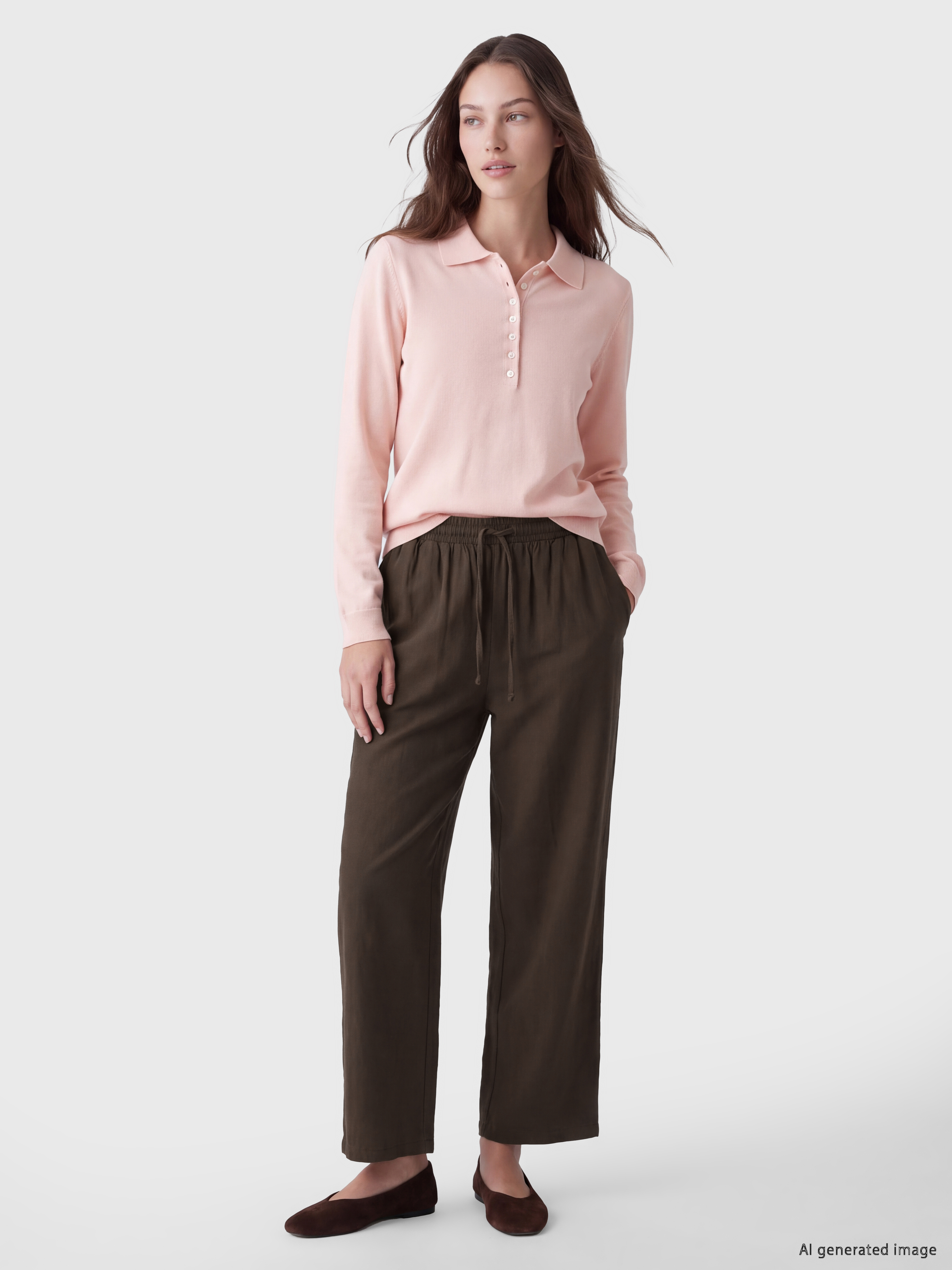 LCW Modest Beli Lastikli Kadın Geniş Paça Pantolon