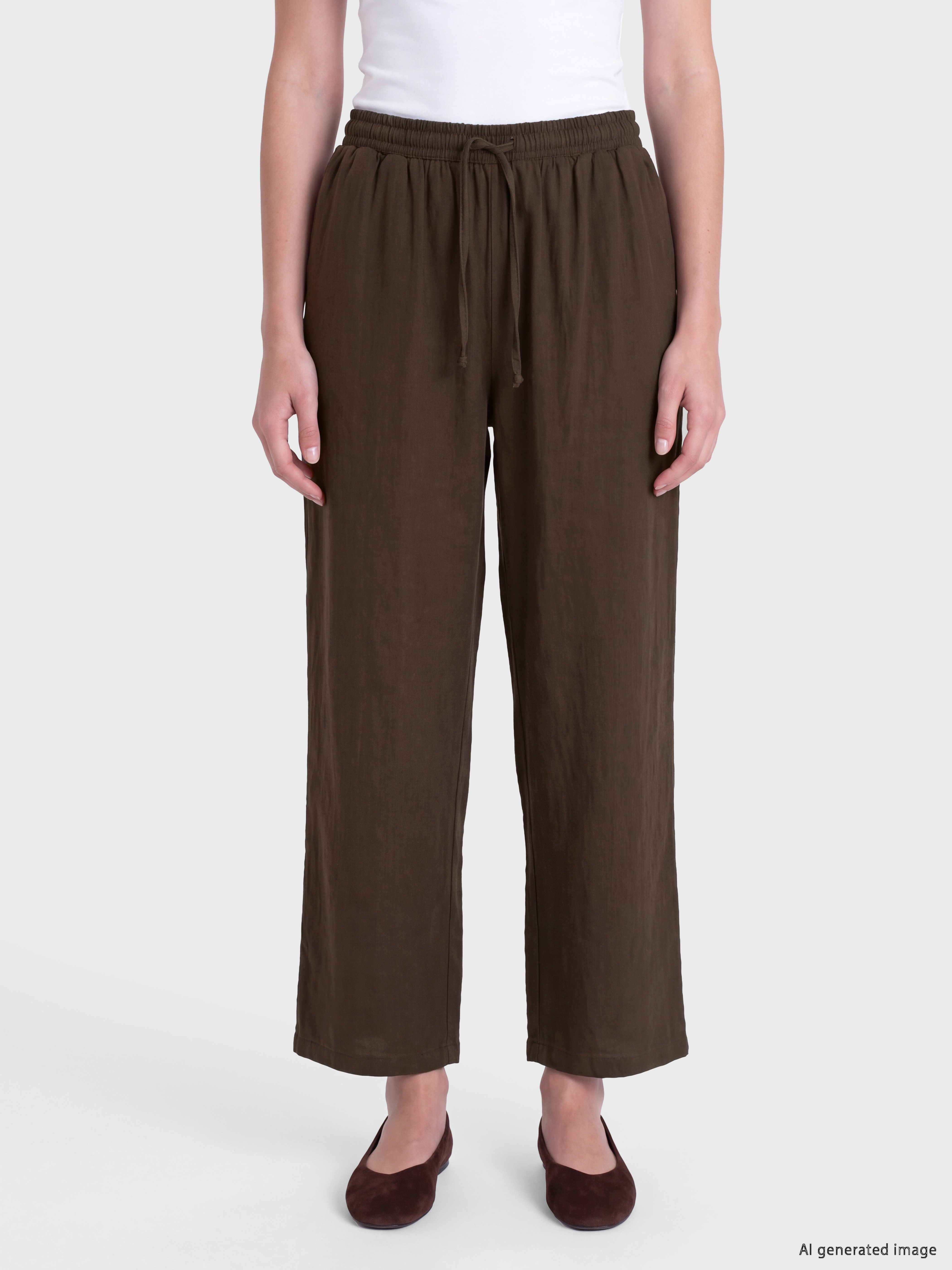 LCW Modest Beli Lastikli Kadın Geniş Paça Pantolon görsel 2