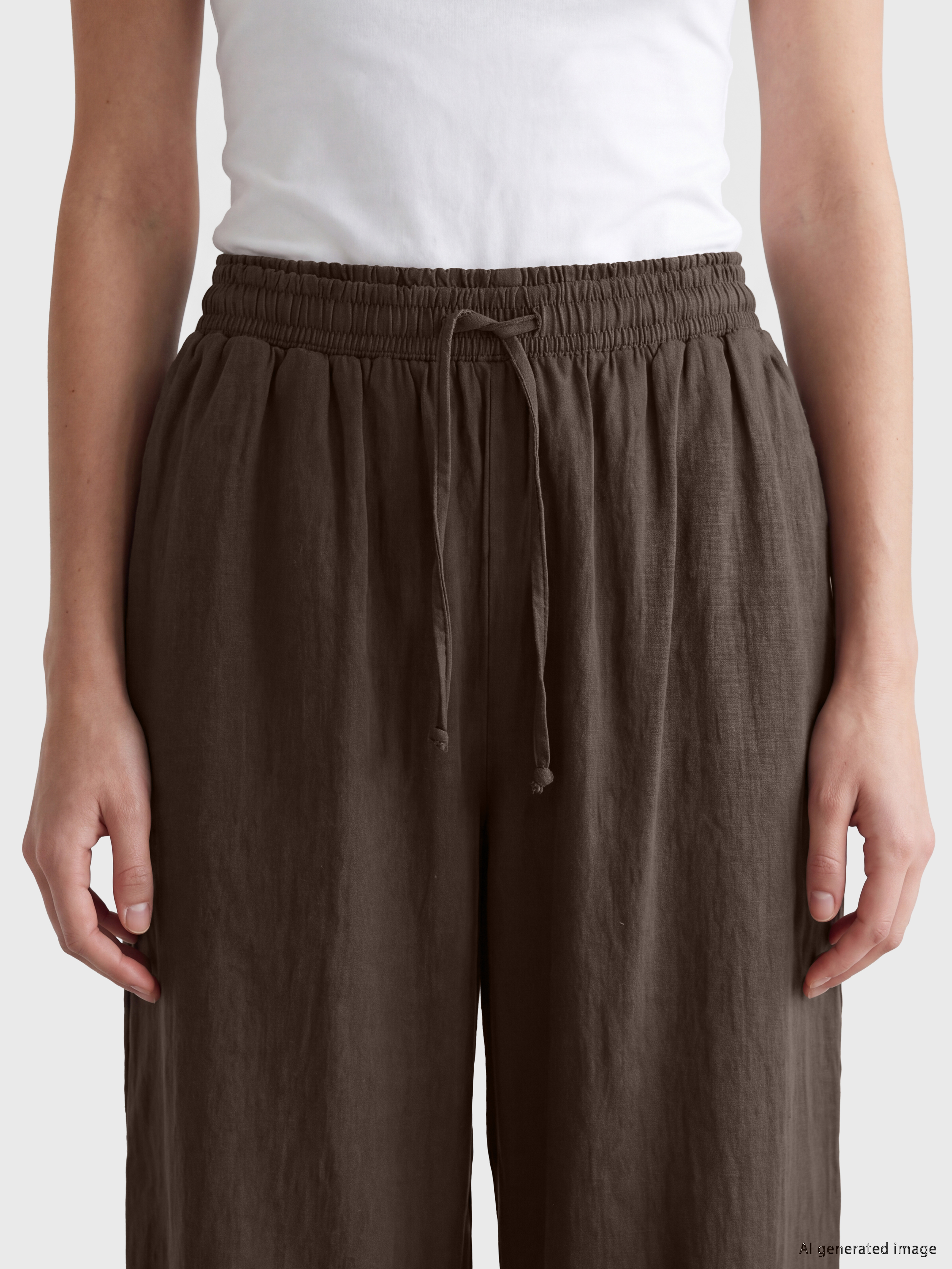 LCW Modest Beli Lastikli Kadın Geniş Paça Pantolon görsel 3