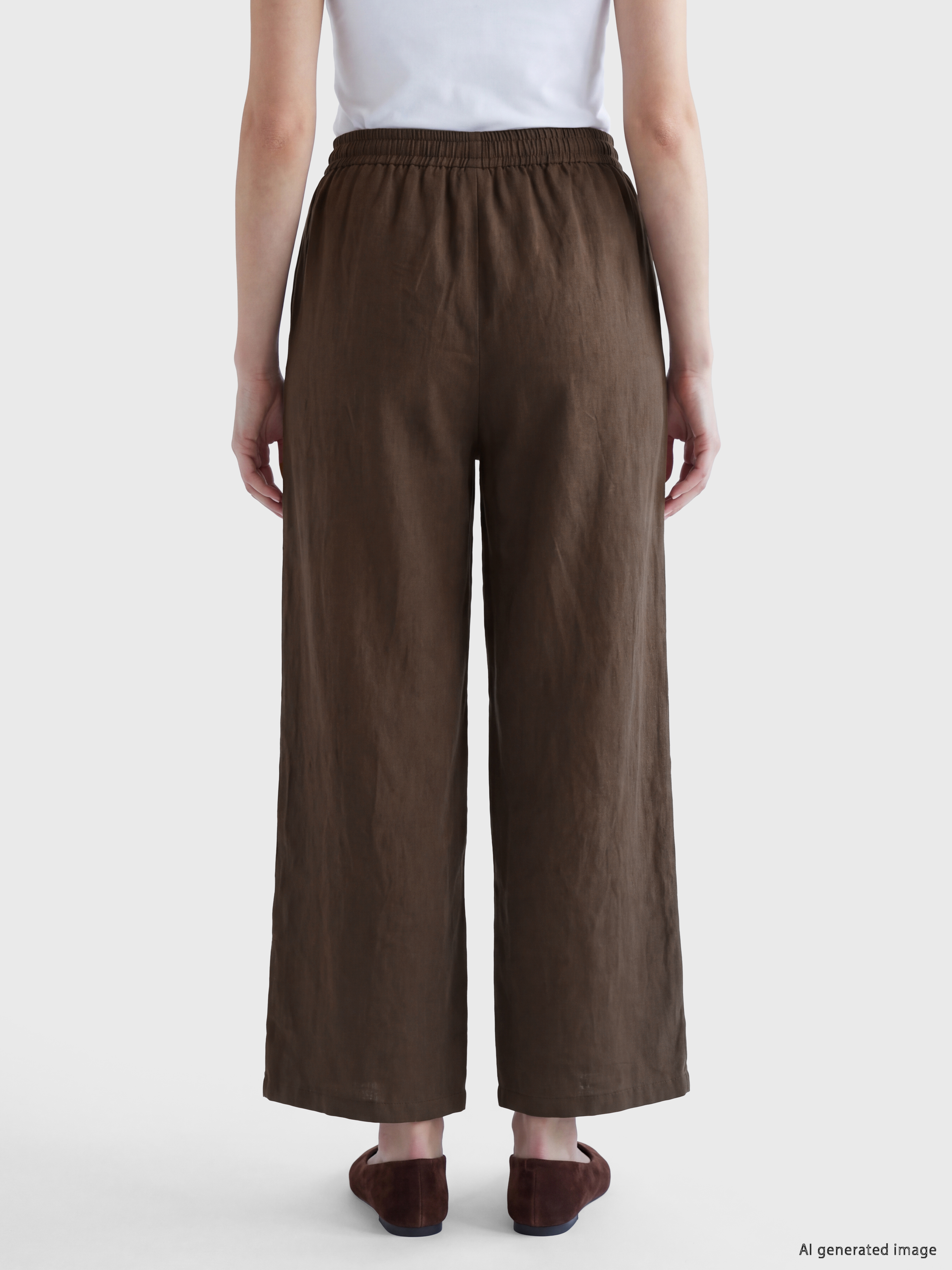 LCW Modest Beli Lastikli Kadın Geniş Paça Pantolon görsel 4