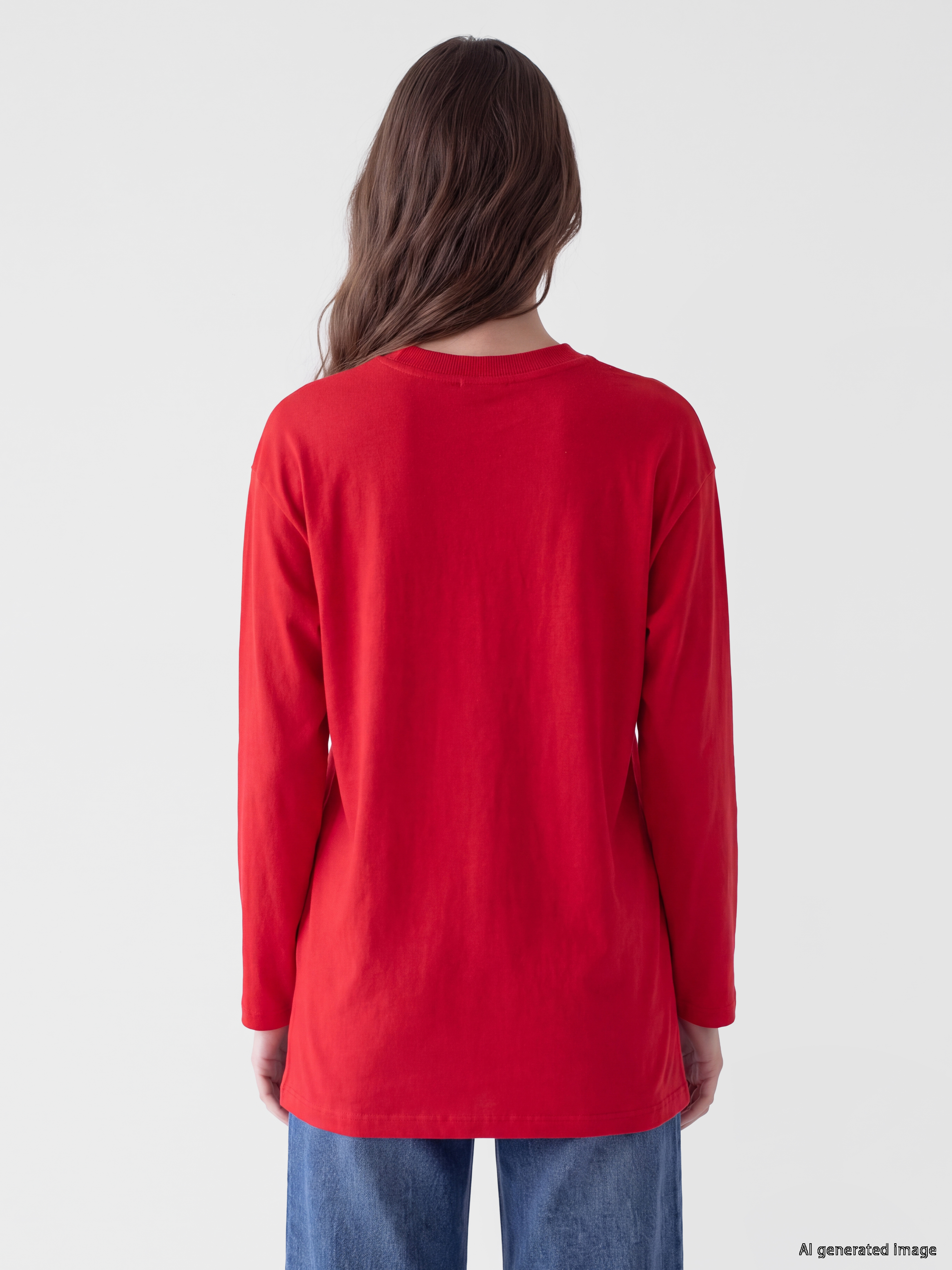 LCW Modest Bisiklet Yaka Kadın Sweatshirt Tunik görsel 4