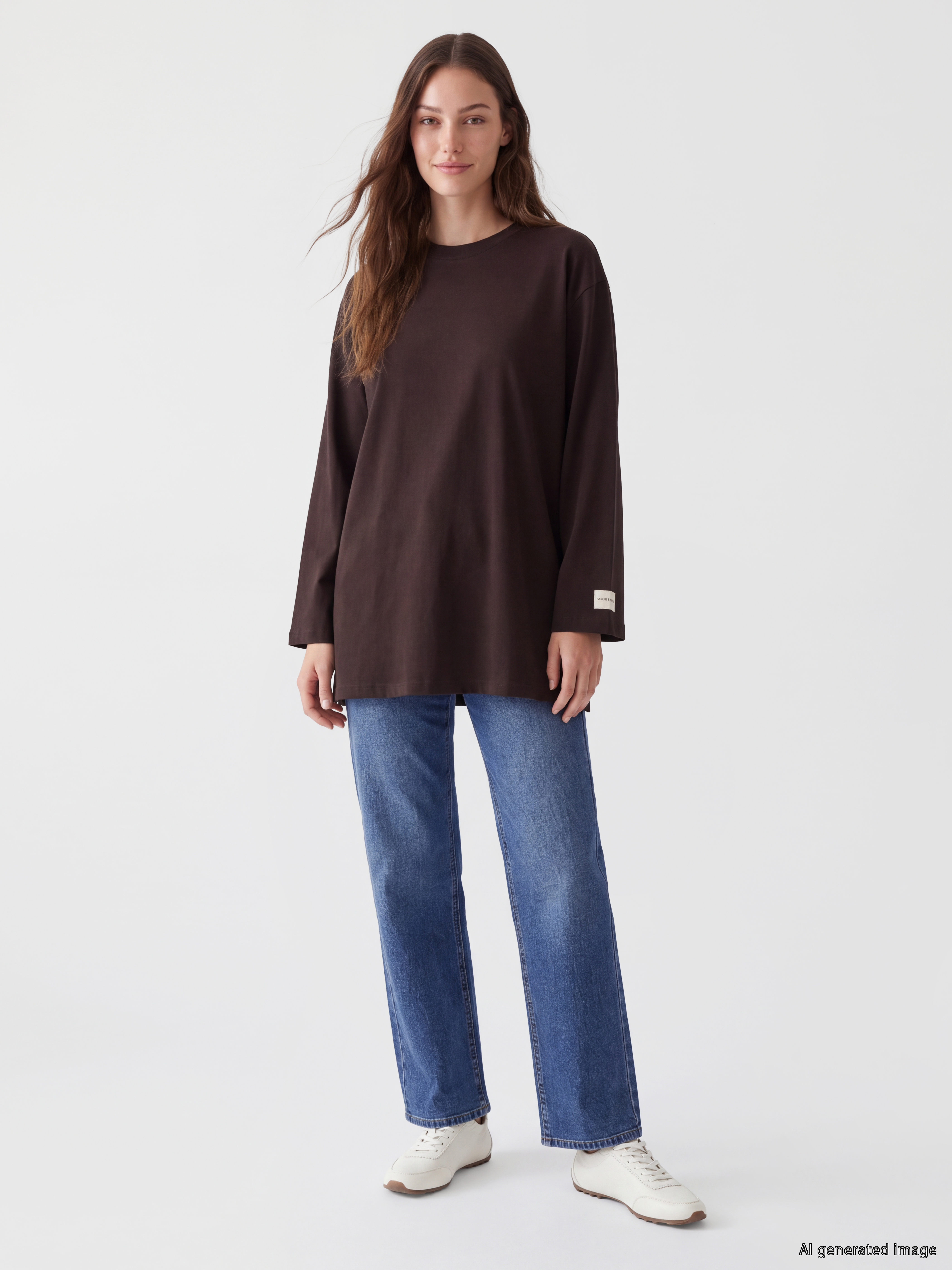 LCW Modest Bisiklet Yaka Kadın Sweatshirt Tunik görsel 2