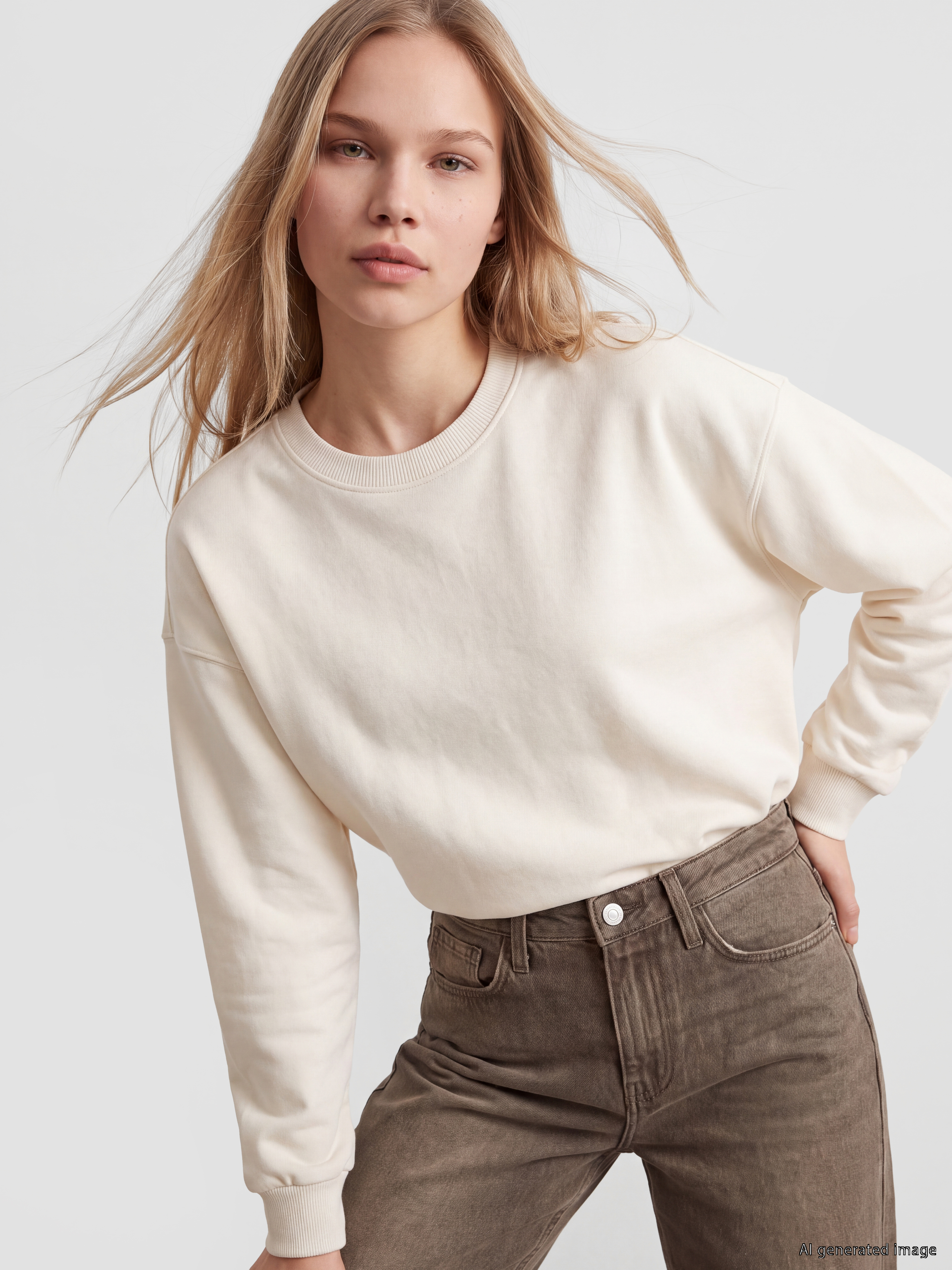 LCW Vision Bisiklet Yaka Oversize Kadın Sweatshirt