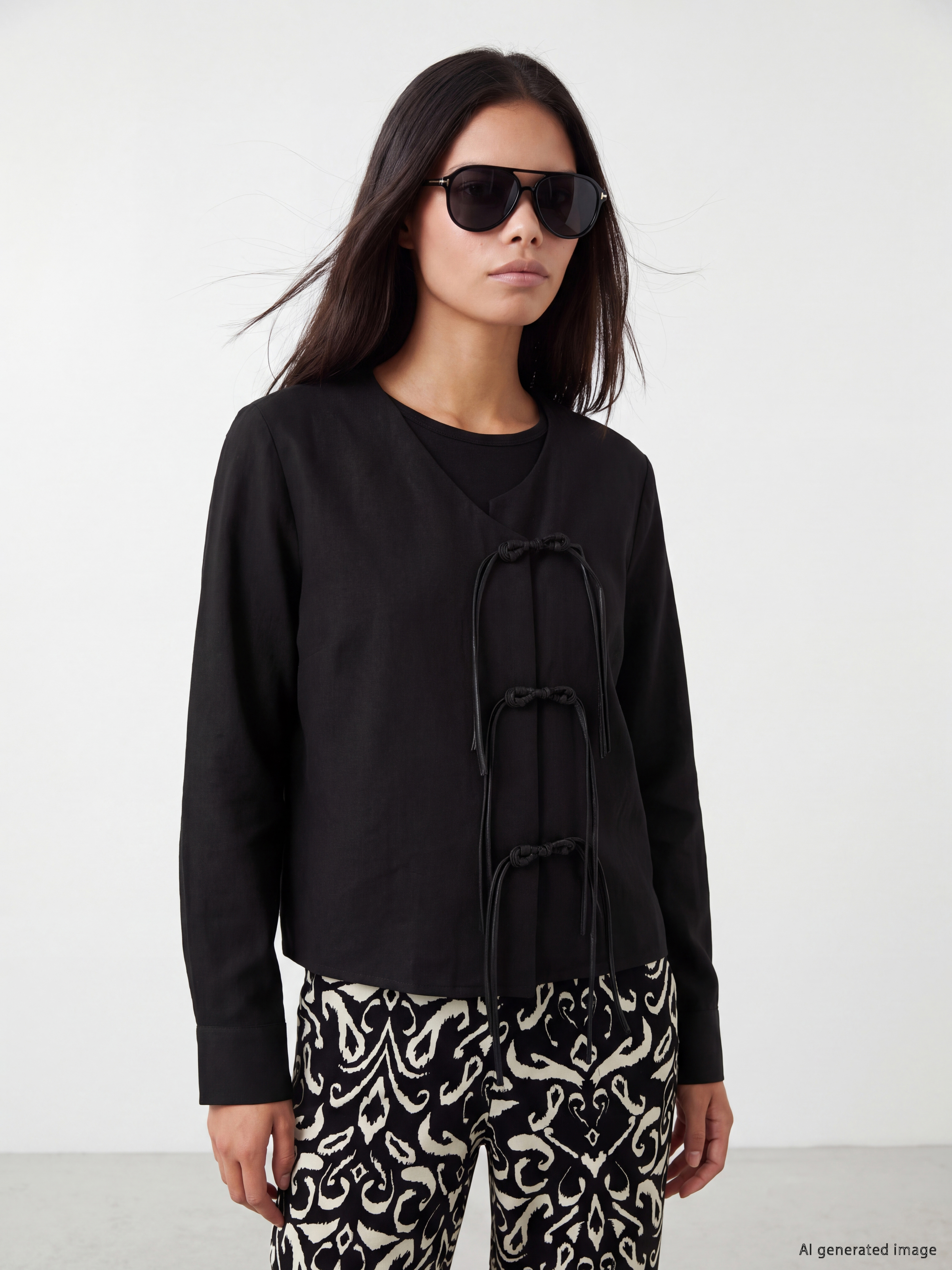 LCW Modest V Yaka Bağcıklı Kadın Kimono