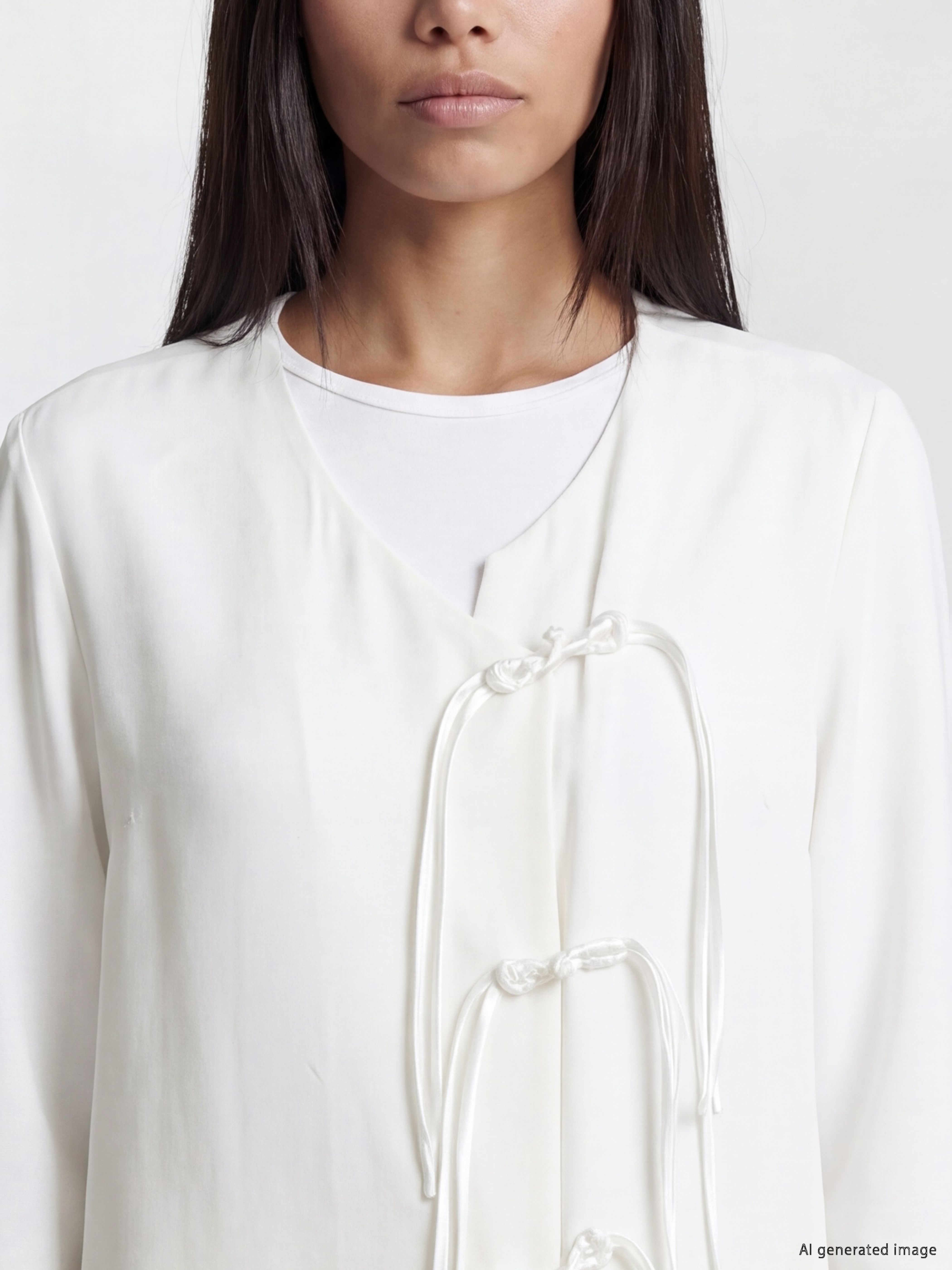 LCW Modest V Yaka Bağlama Detaylı Kadın Kimono görsel 3