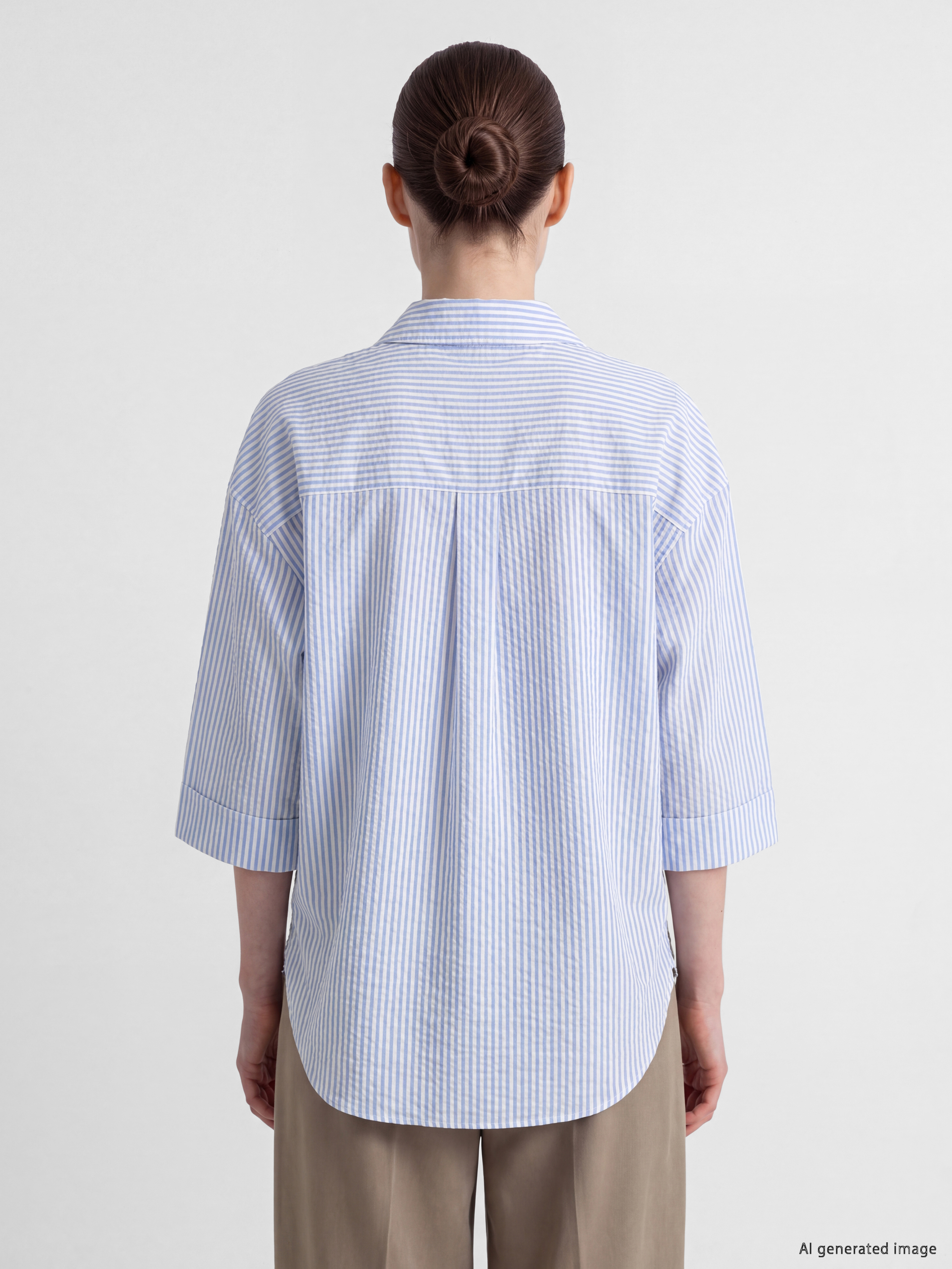 LCW Comfort Çizgili Oversize Kadın Gömlek görsel 4
