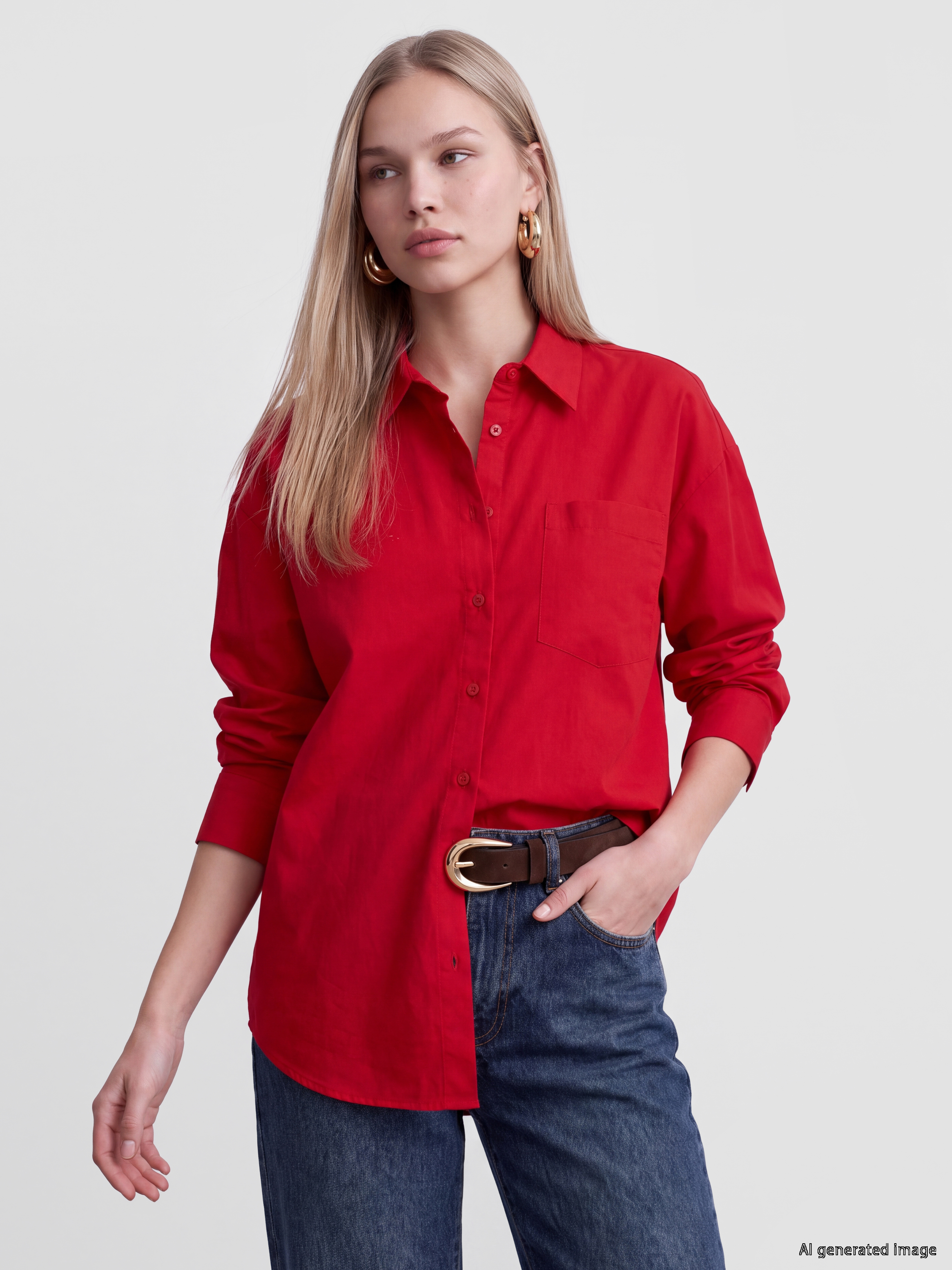 LCW Vision Oversize Poplin Kadın Gömlek