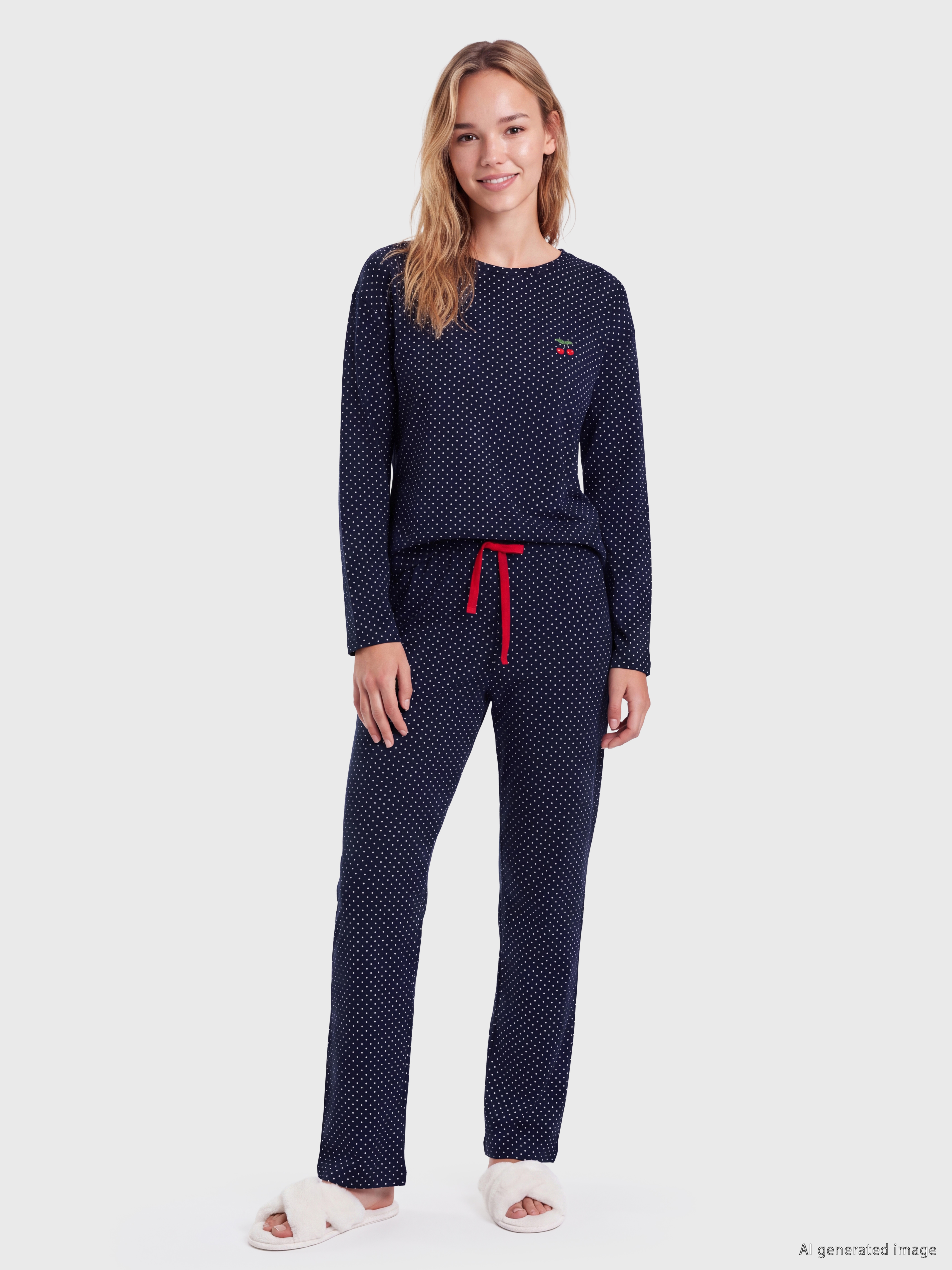 LCW Young Bisiklet Yaka Puantiyeli Kadın Pijama Takımı