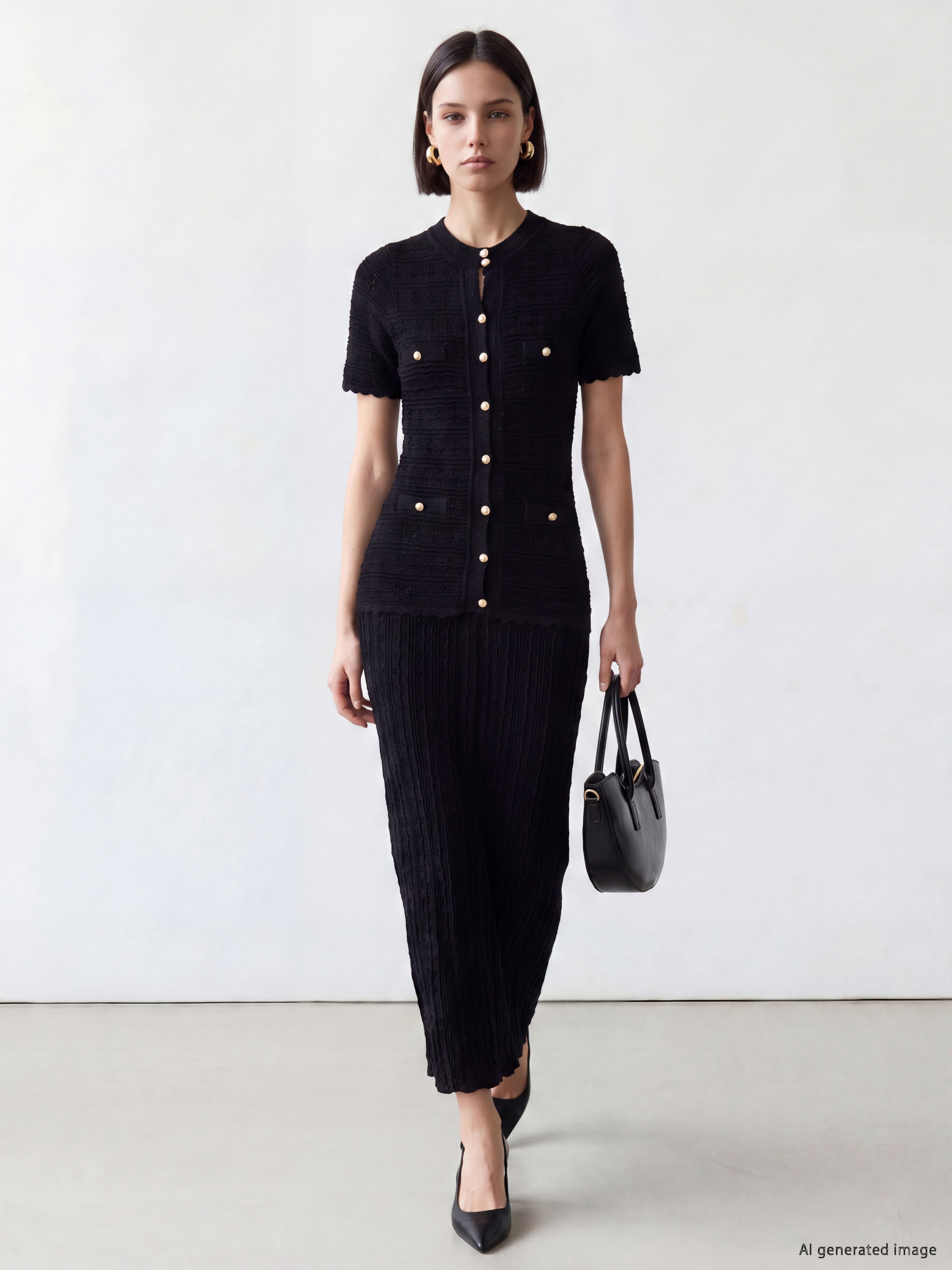 LCW Comfort Bisiklet Yaka Ajurlu Triko Elbise