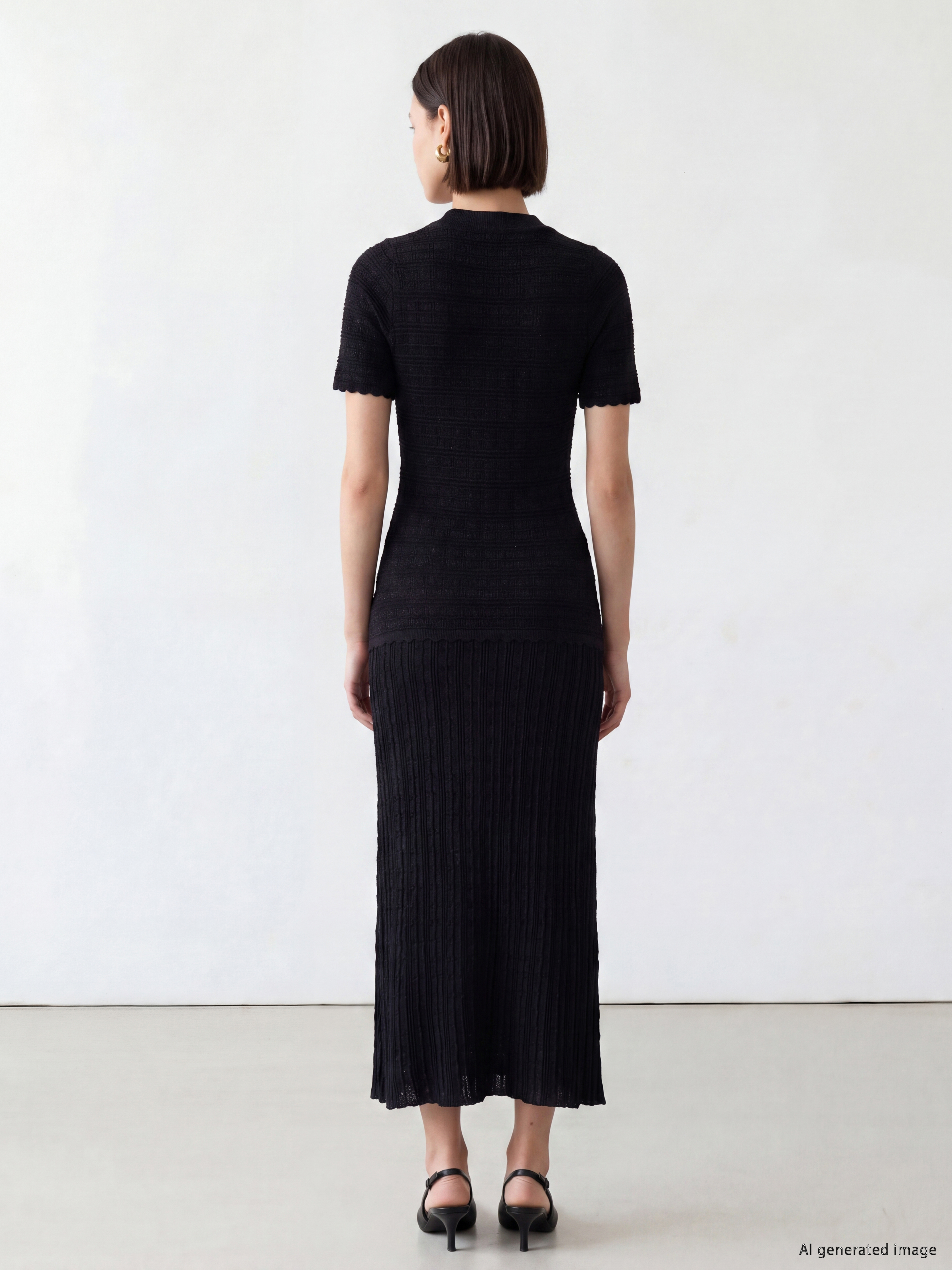 LCW Comfort Bisiklet Yaka Ajurlu Triko Elbise görsel 4