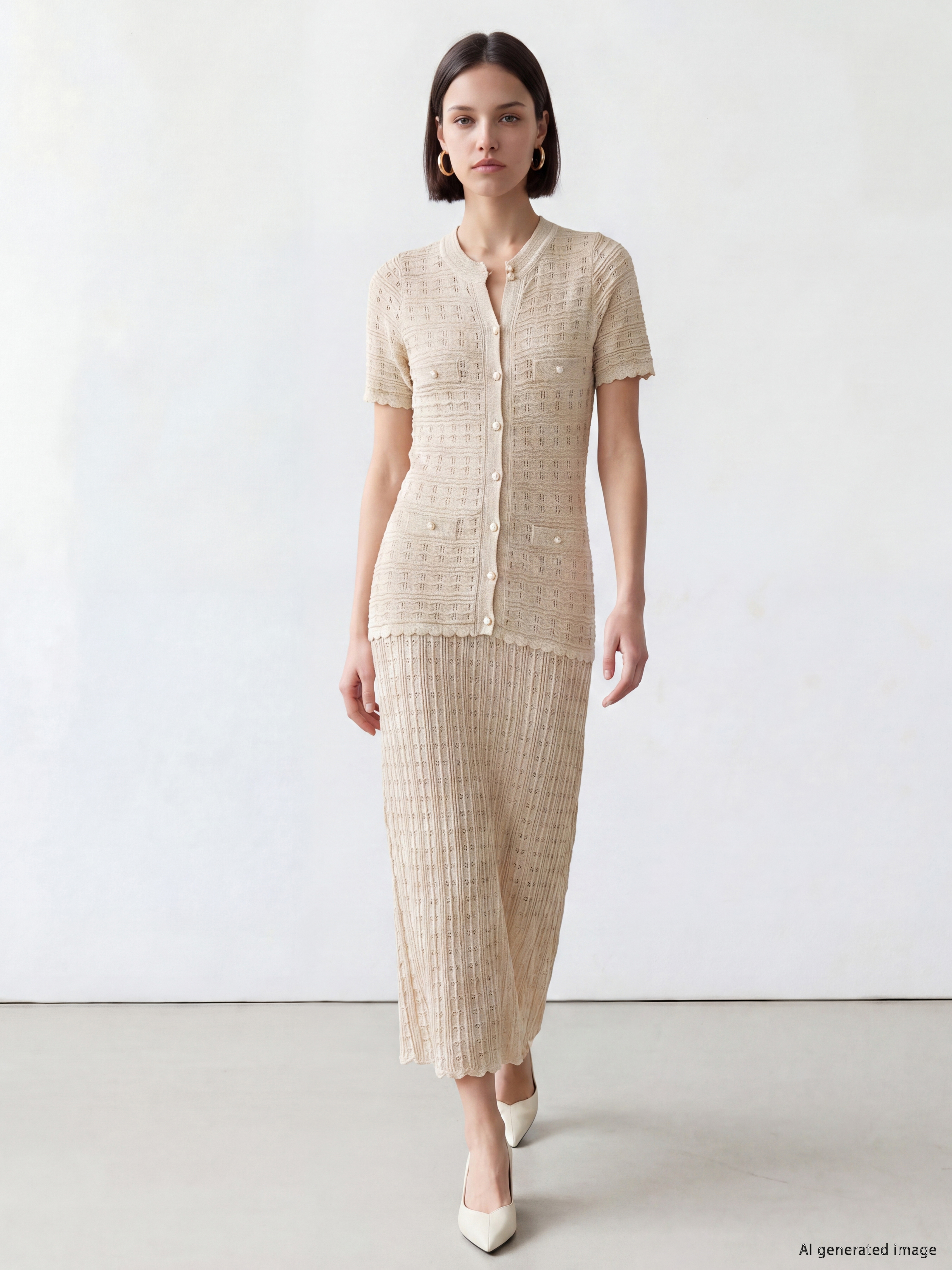 LCW Comfort Bisiklet Yaka Ajurlu Triko Elbise