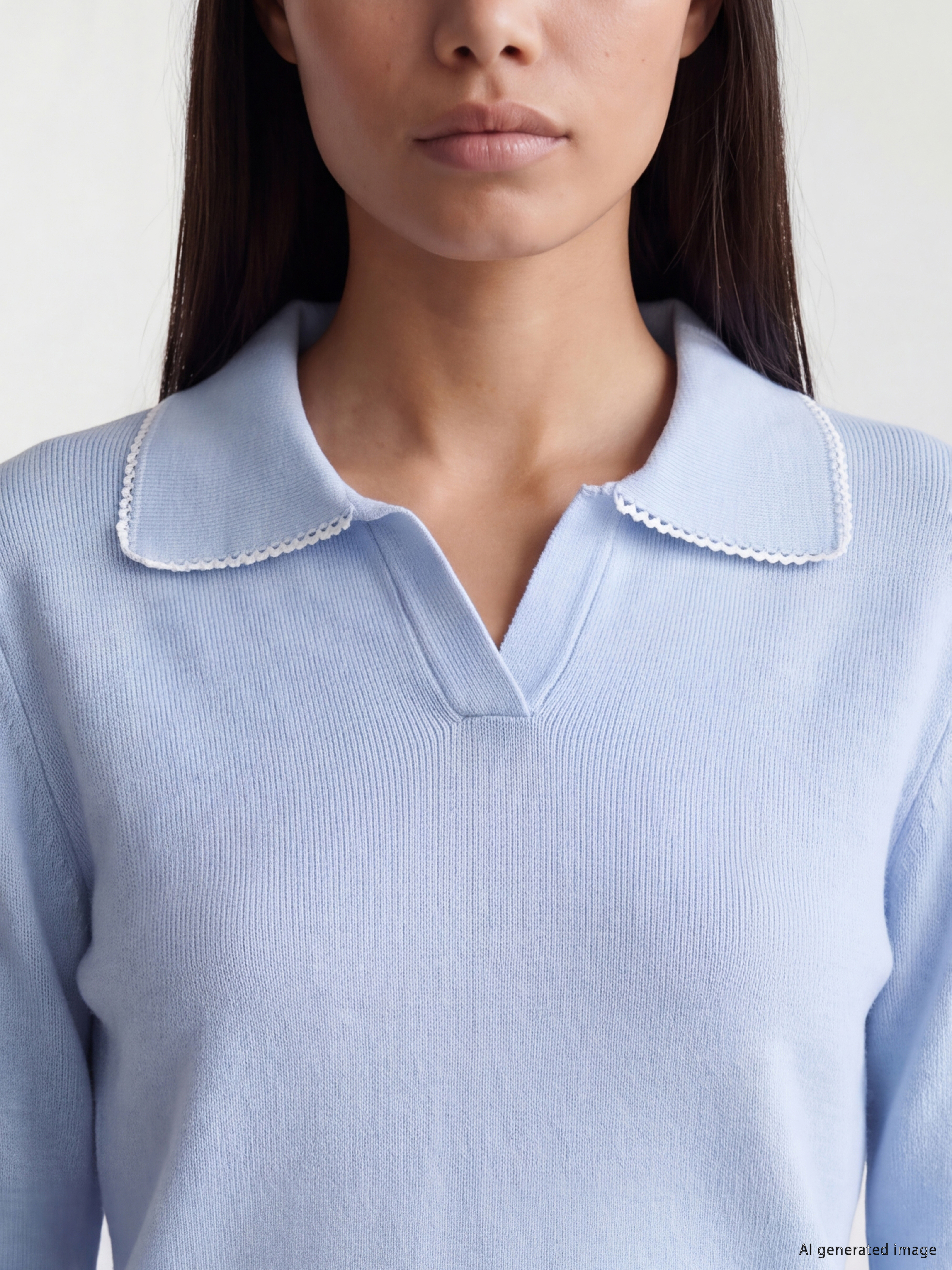 LCW Comfort Polo Yaka Kadın Triko Kazak görsel 3