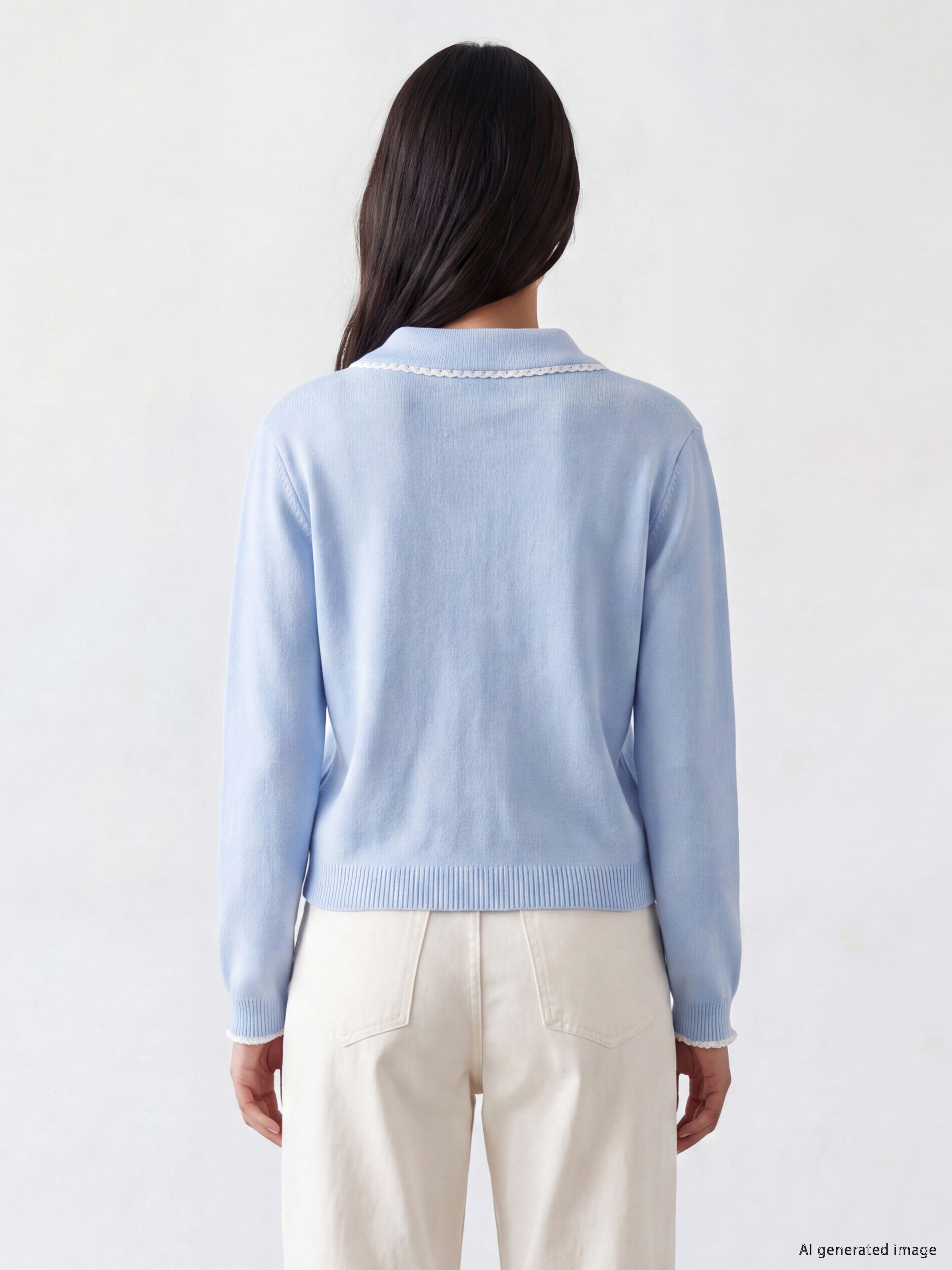 LCW Comfort Polo Yaka Kadın Triko Kazak görsel 4