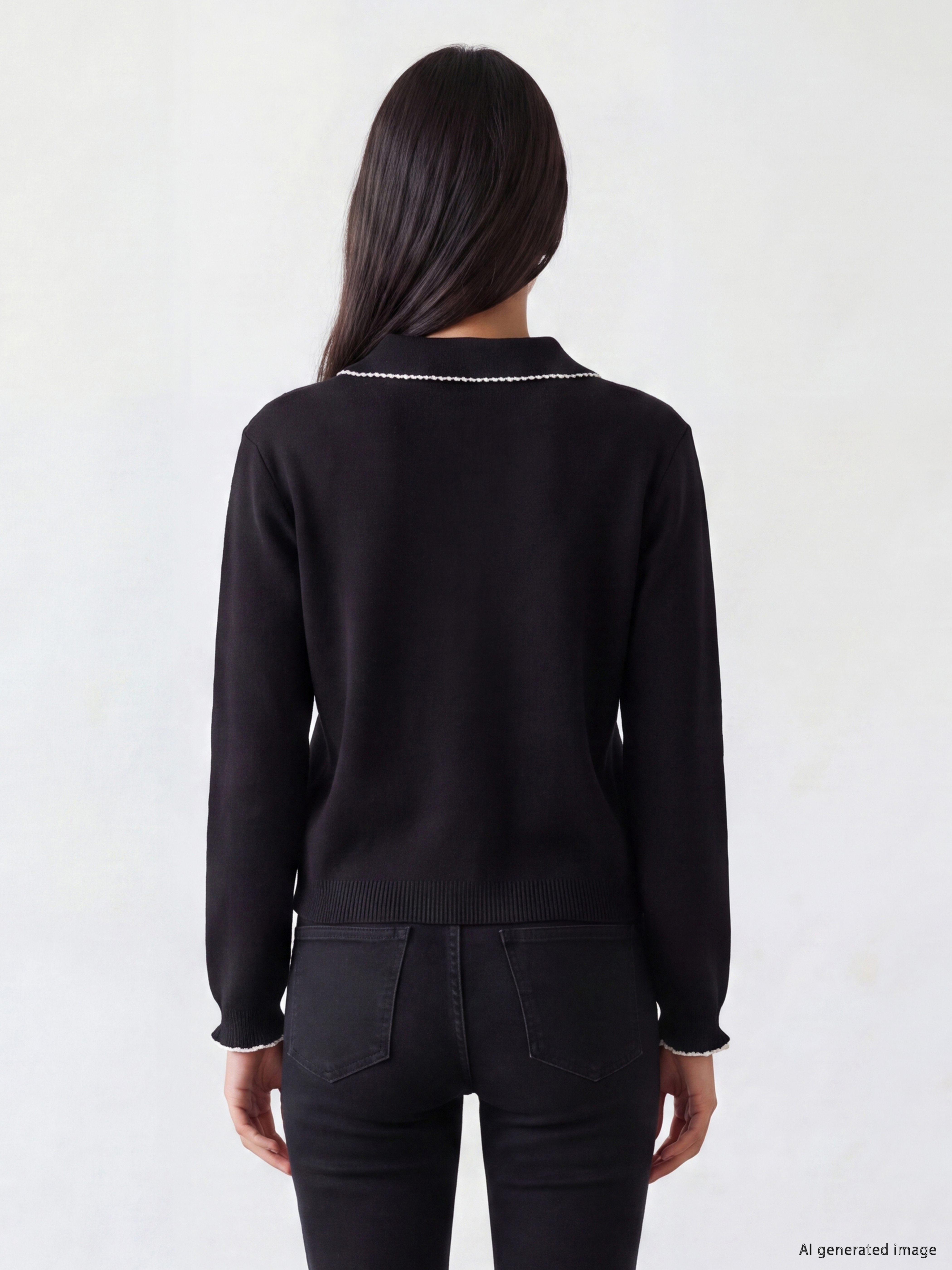 LCW Comfort Polo Yaka Kadın Triko Kazak görsel 4