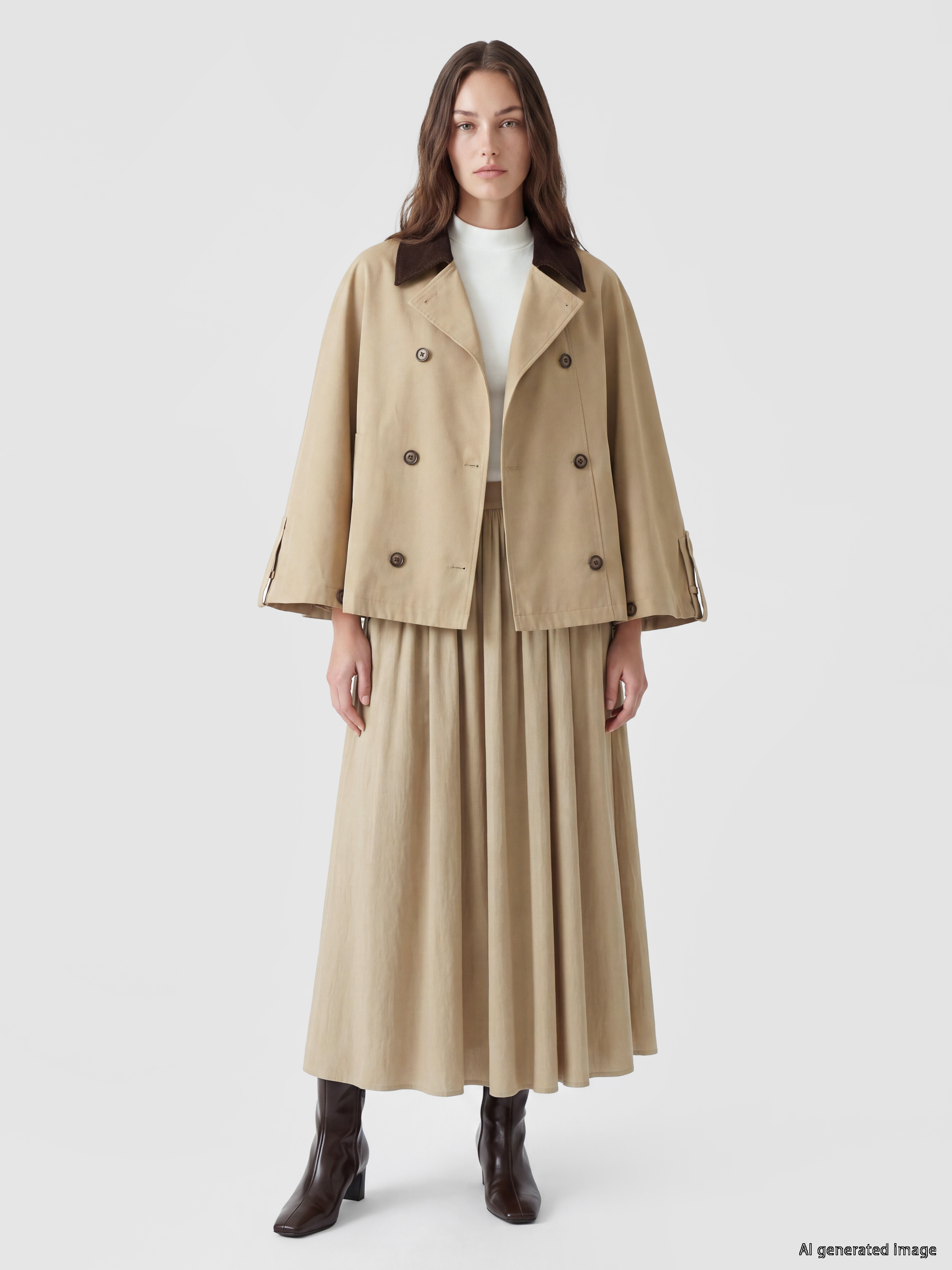 LCW Modest Kadife Yaka Kadın Trençkot görsel 2