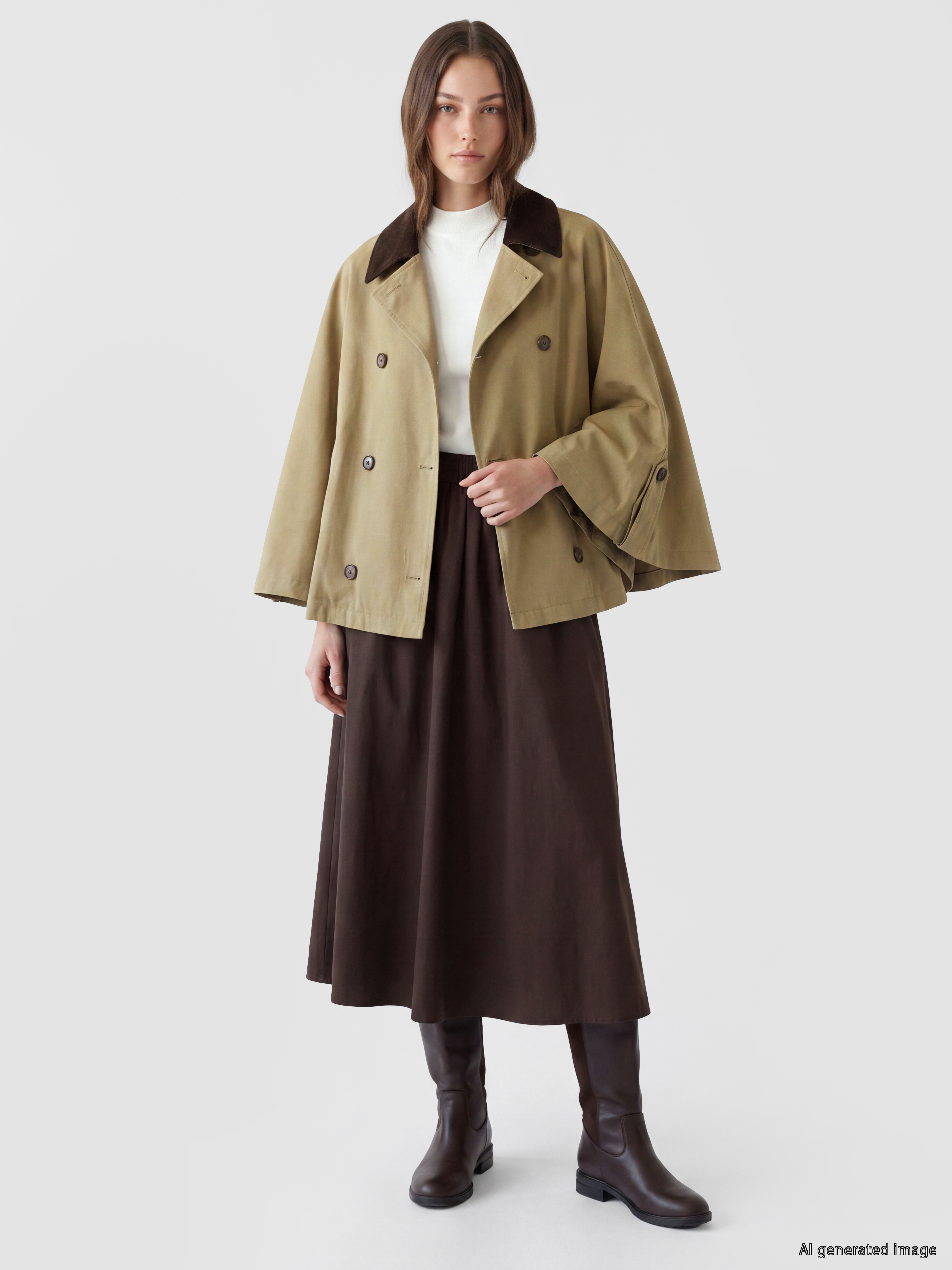 LCW Modest Kadife Yaka Kadın Trençkot görsel 2